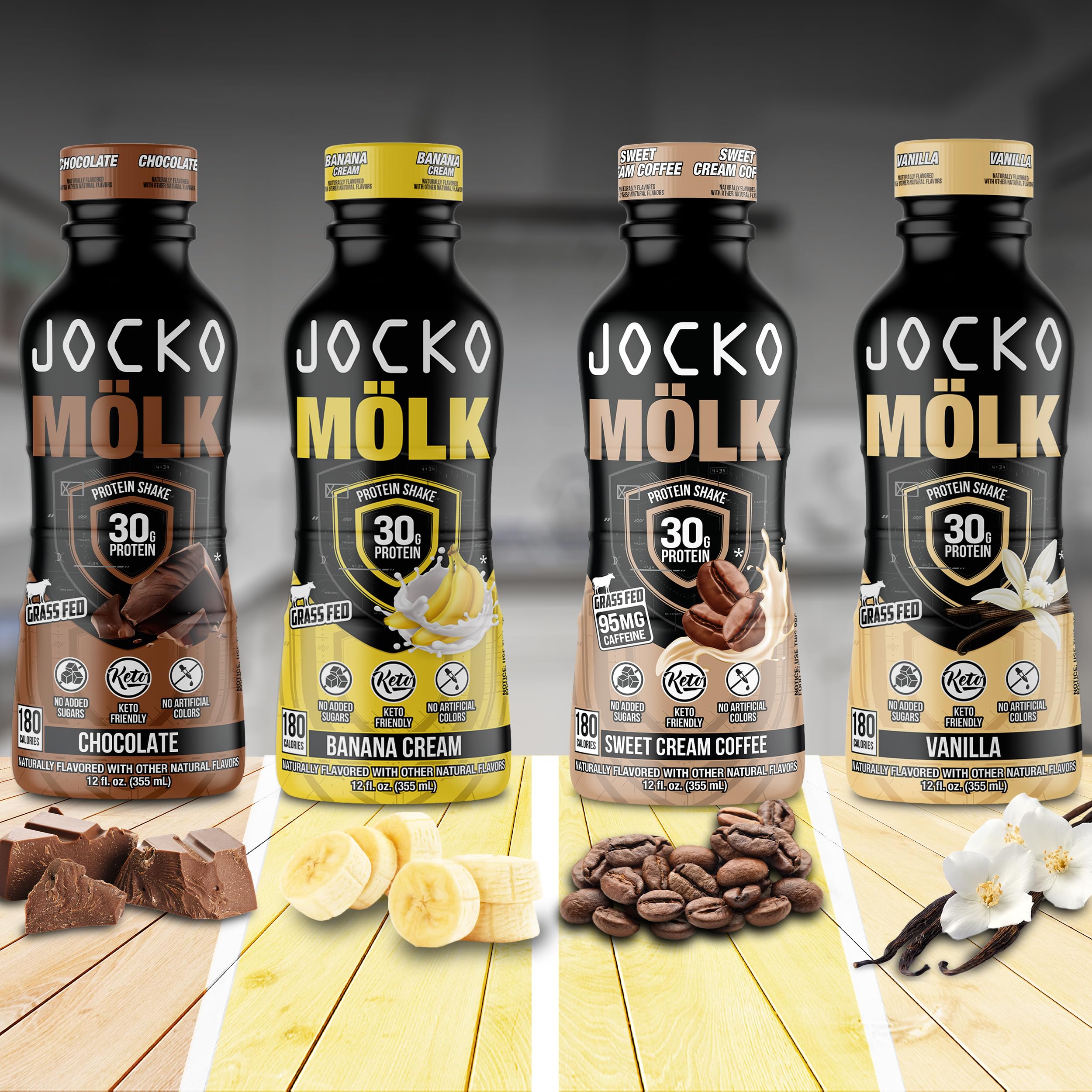 Jocko Mölk, paquet de 12 protéines chocolat pour déplacements.