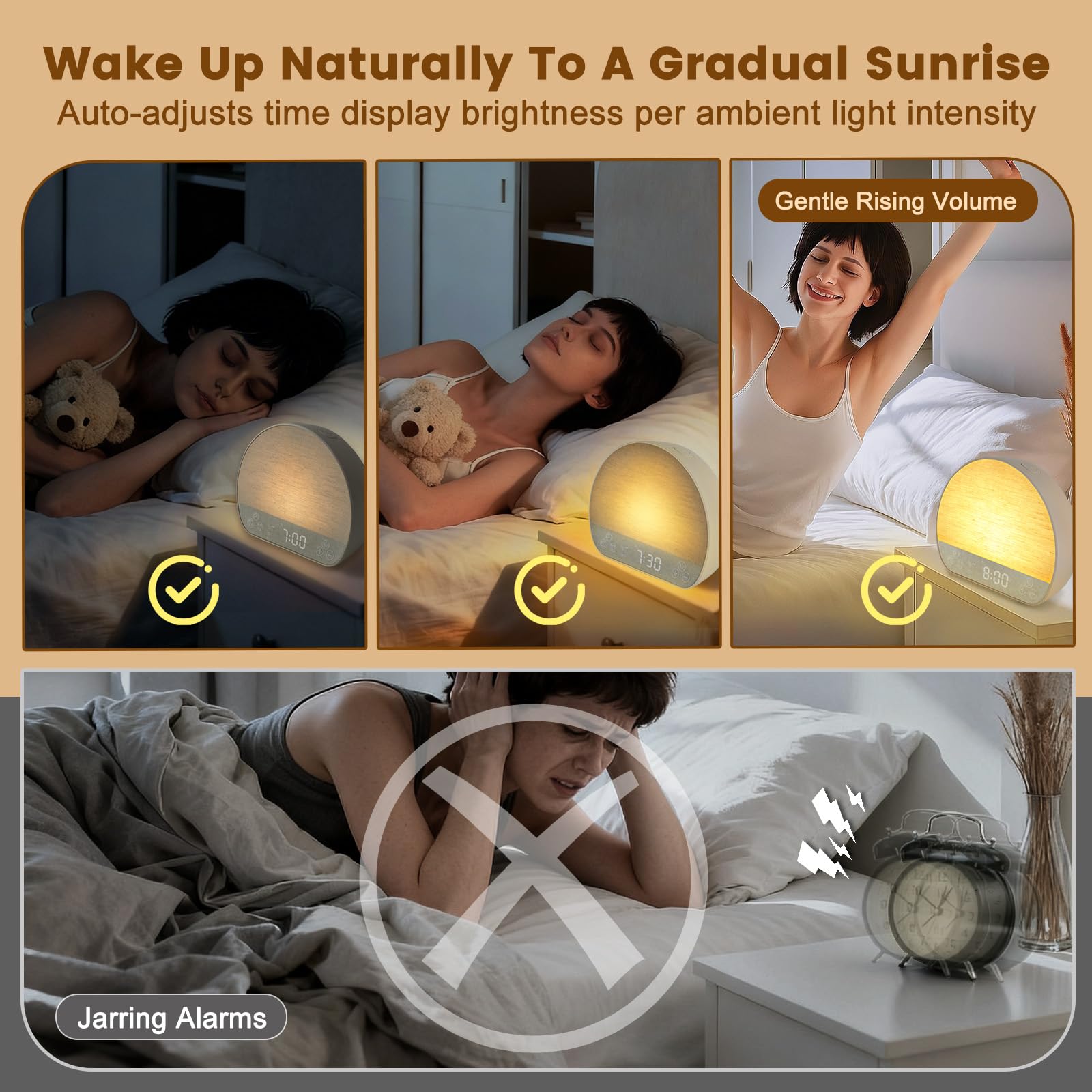Télécommande incluse pour le contrôle pratique du réveil JONRRYIN Sunrise.