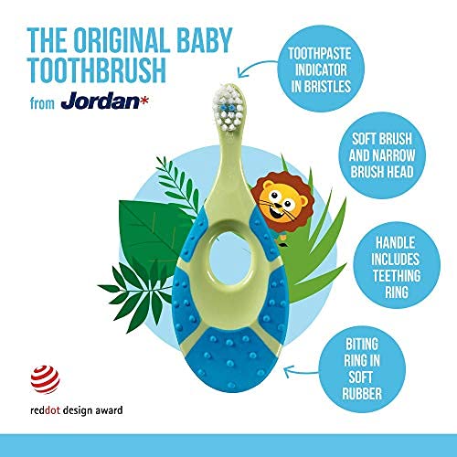 Jordan* detail of soft biting ring soothing gums and preventing gagging benefit