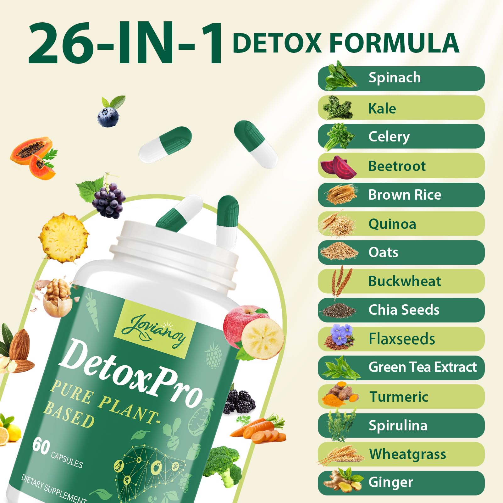 Capsules pratiques sans arôme Jovianoy detox.