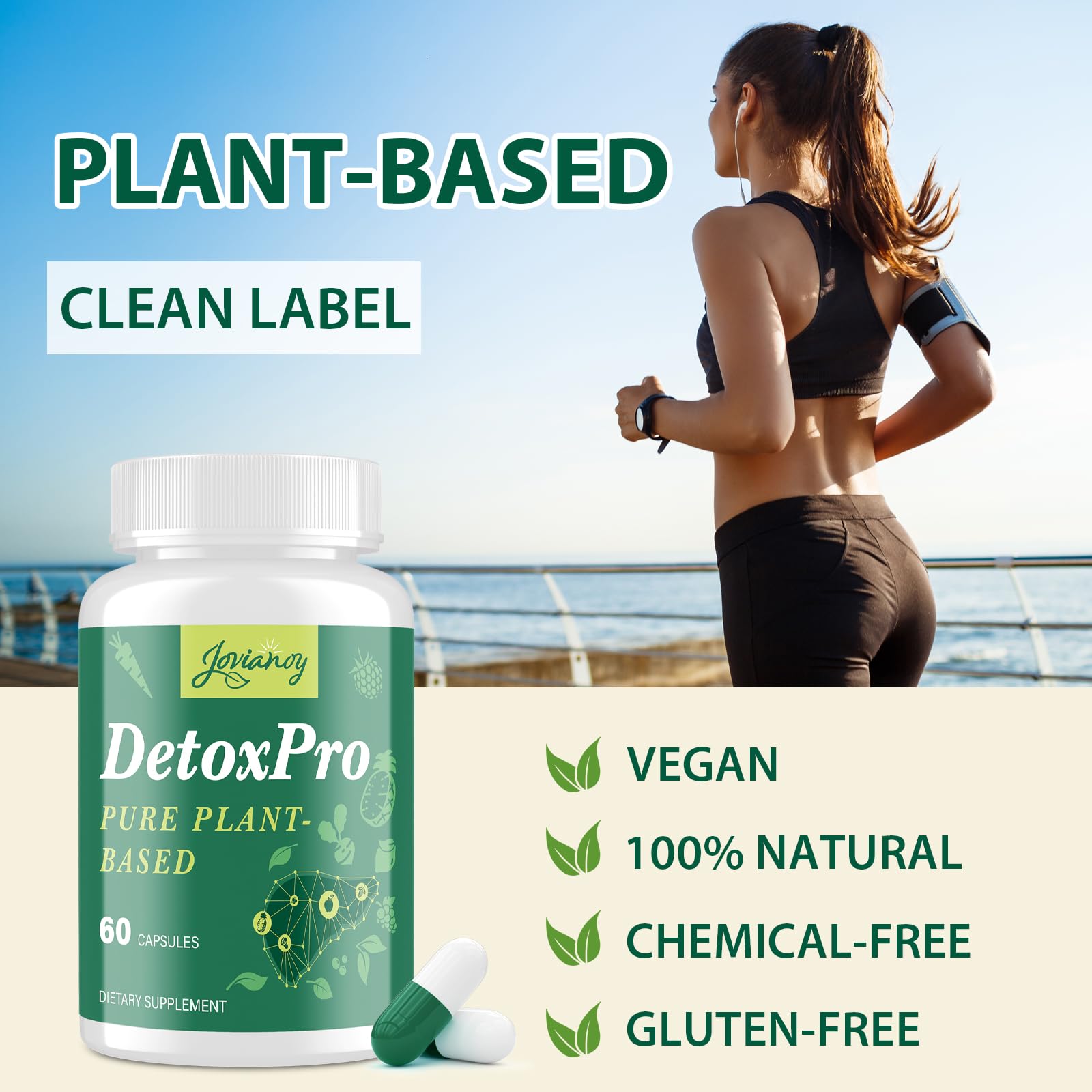 Bouteille portable Jovianoy detox pour usage en déplacement.