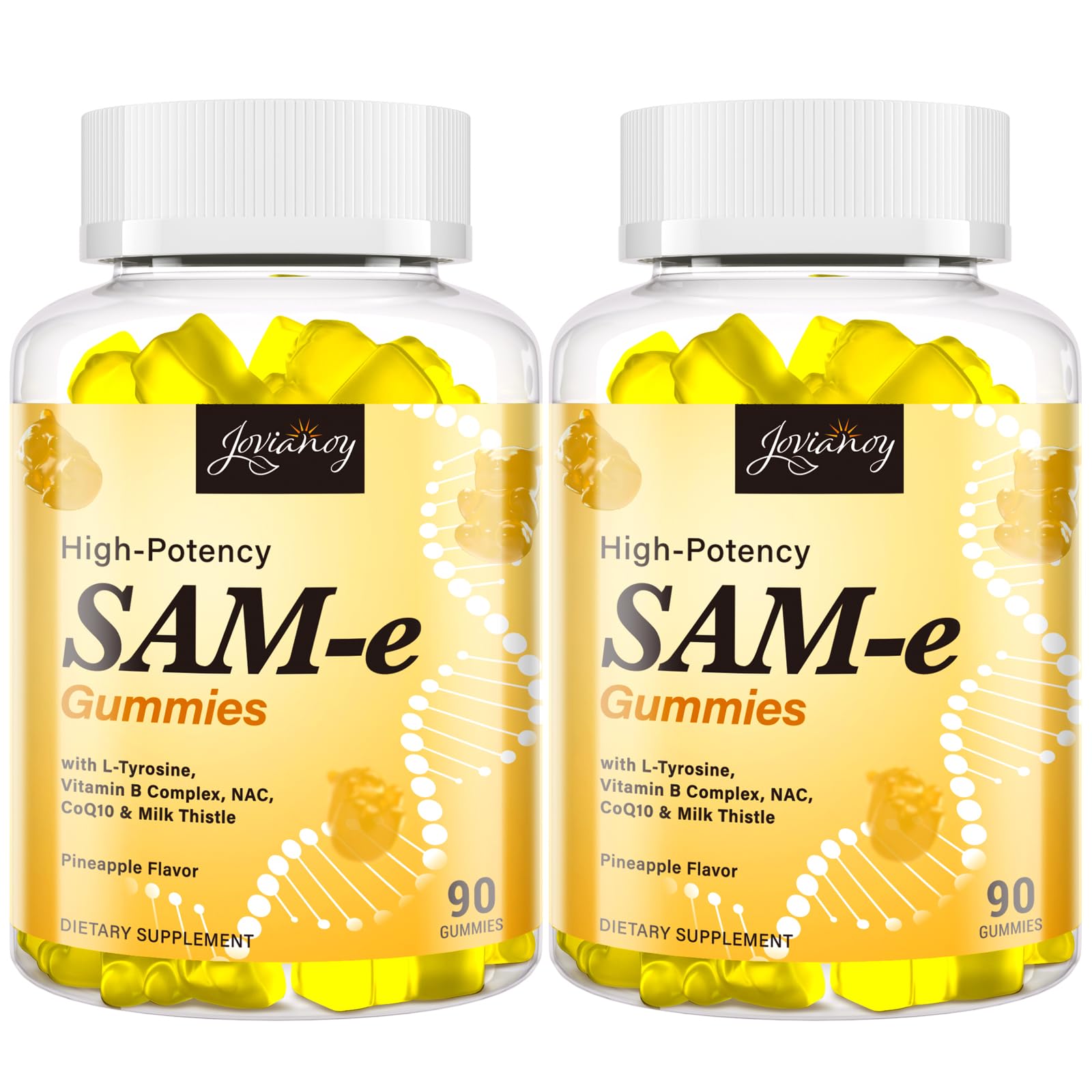 Gommes Jovianoy SAM-e en bouteille, pratique pour une routine quotidienne.
