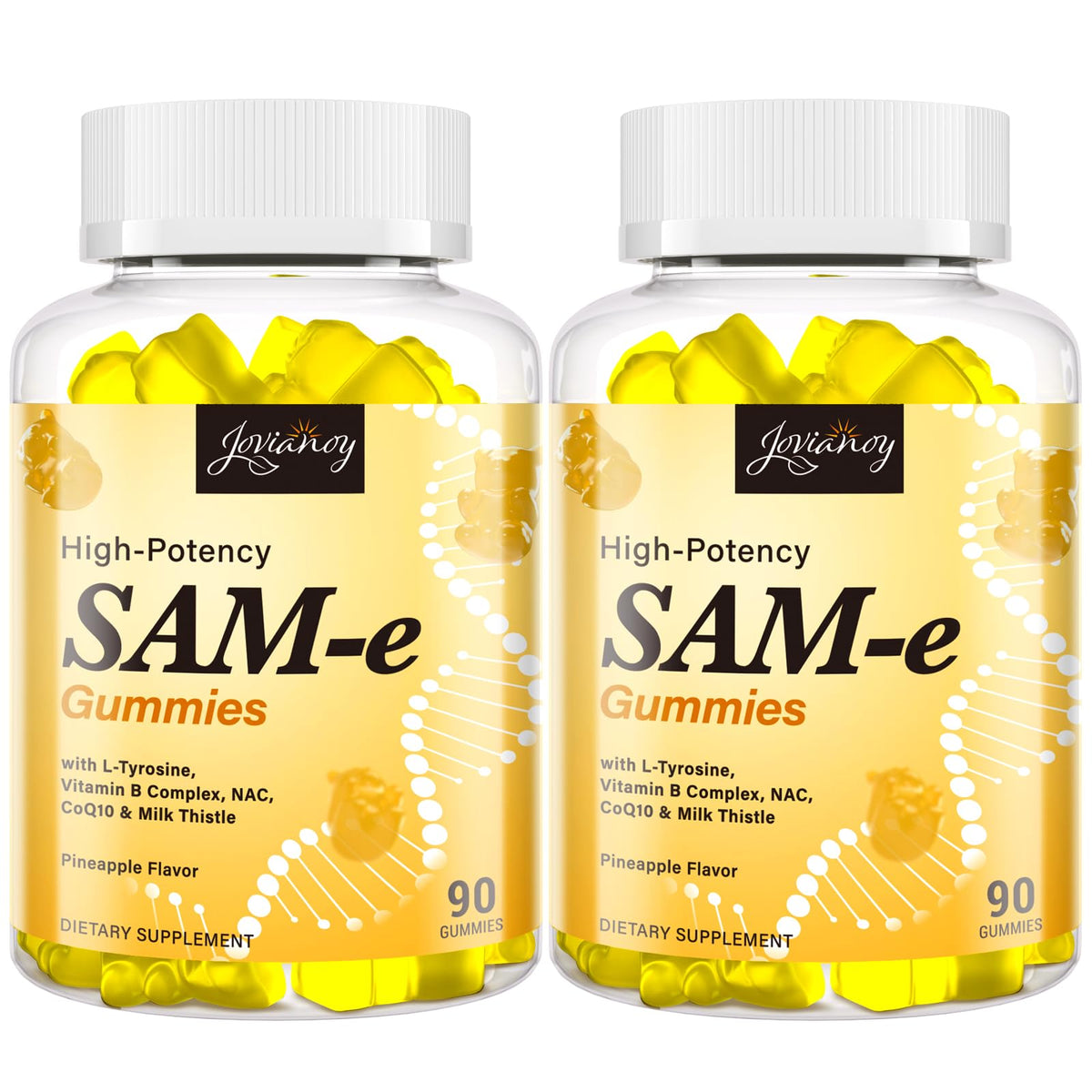 Gommes Jovianoy SAM-e en bouteille, pratique pour une routine quotidienne.