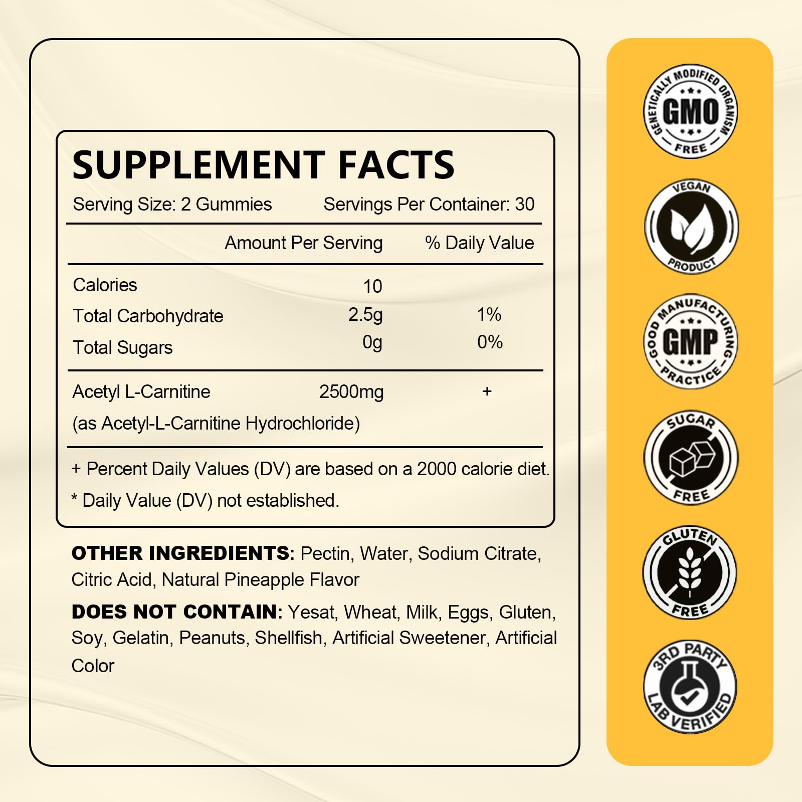 Gommes Jovithea Acetyl L-Carnitine, goût ananas, plaisir fruité et motivation.