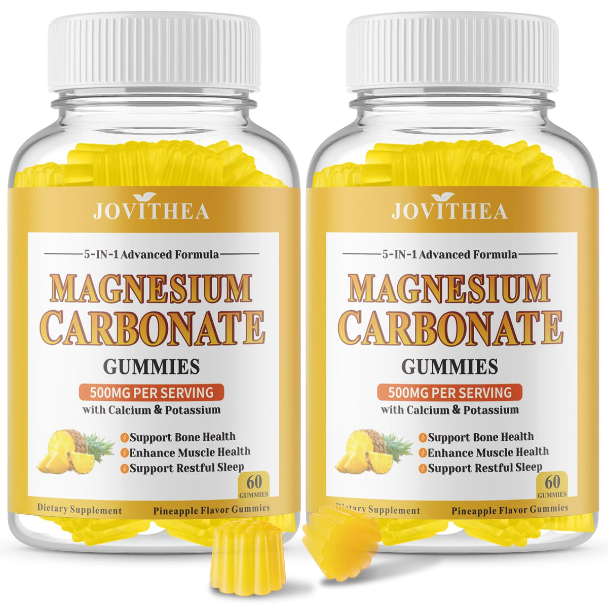 Gommes JOVITHEA magnésium-carbonate en bouteille pour digestion douce.
