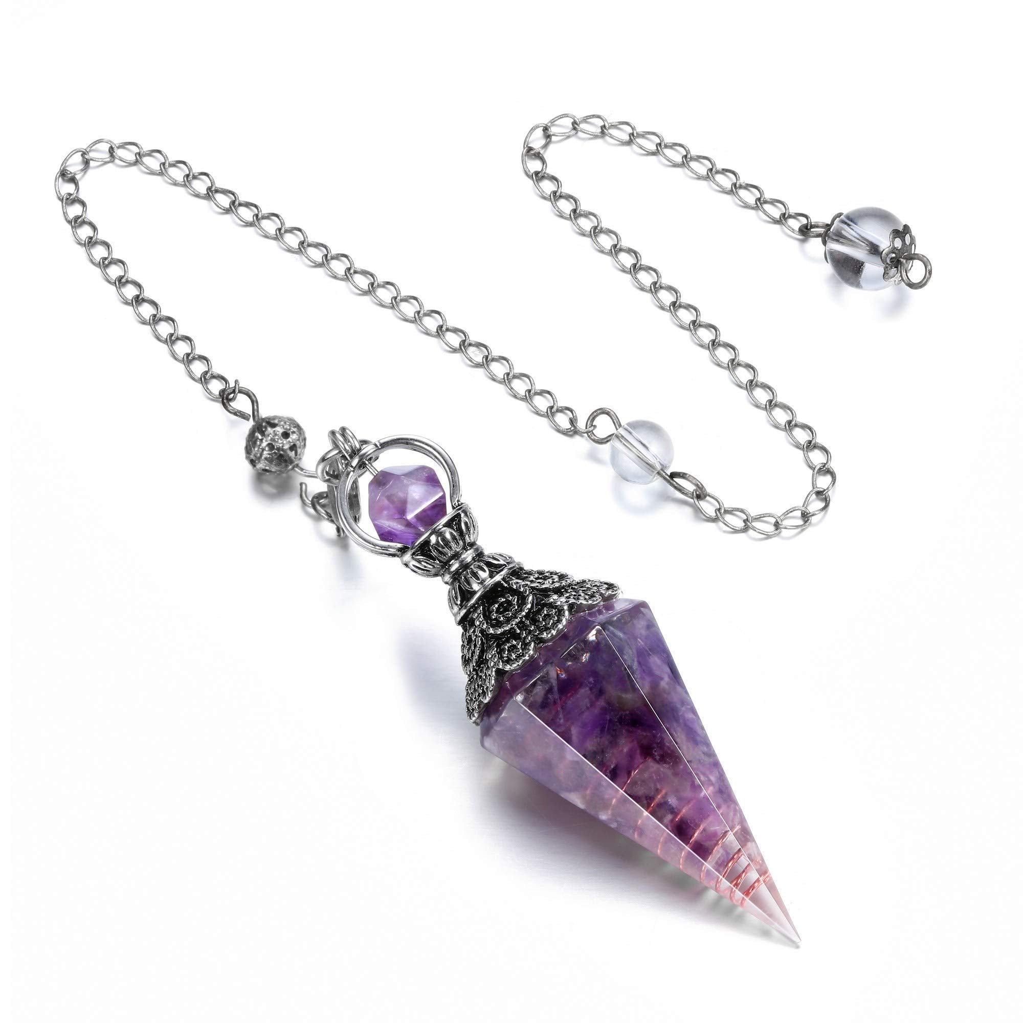Jovivi pendule améthyste – 6 facettes pointe pour divination et concentration