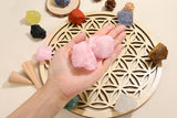 Quartz rose brut Jovivi, poids 130–210 g, pierre naturelle pour méditation et rituels.