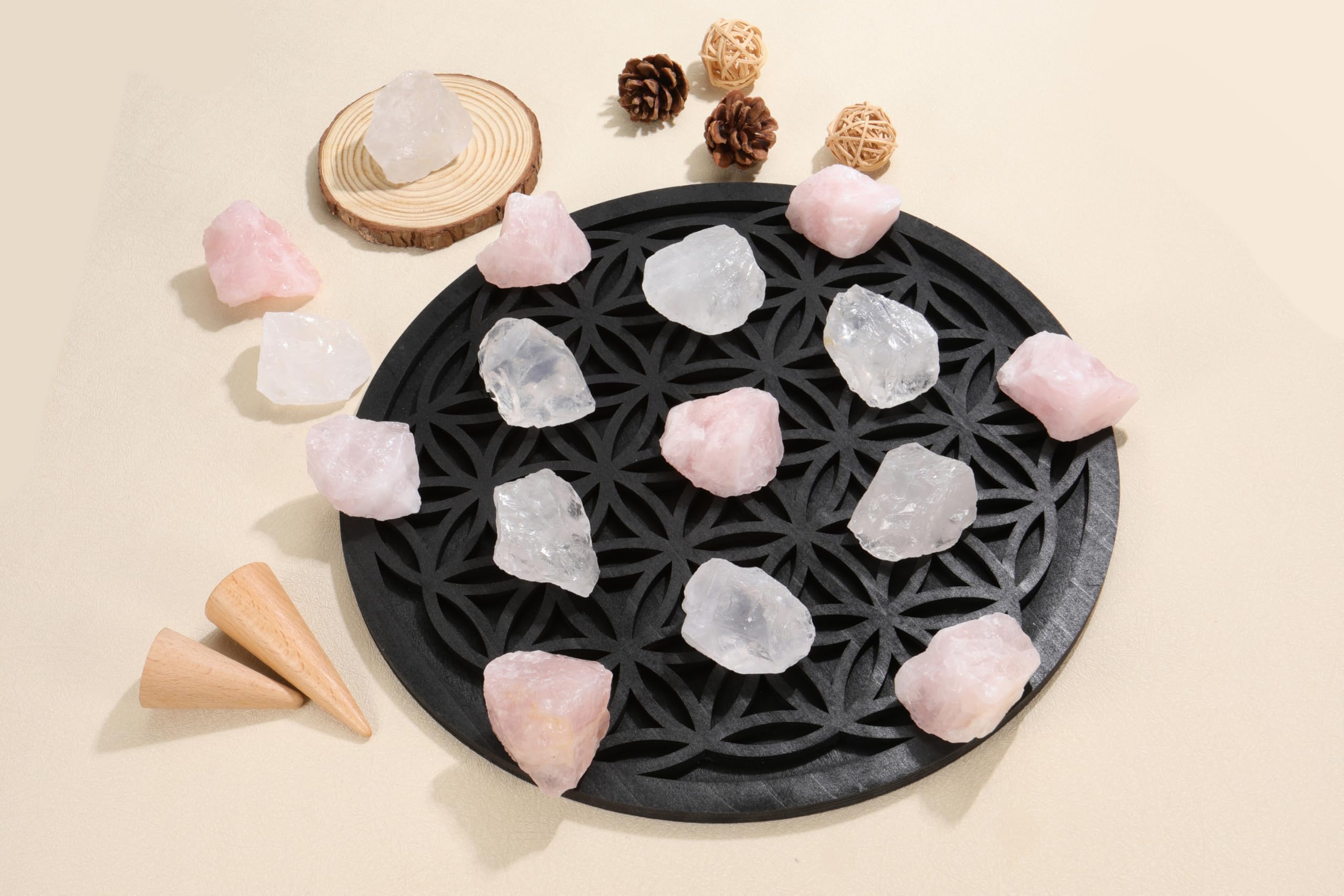 Quartz rose brut Jovivi 2 pièces, utile pour cablage et perles.