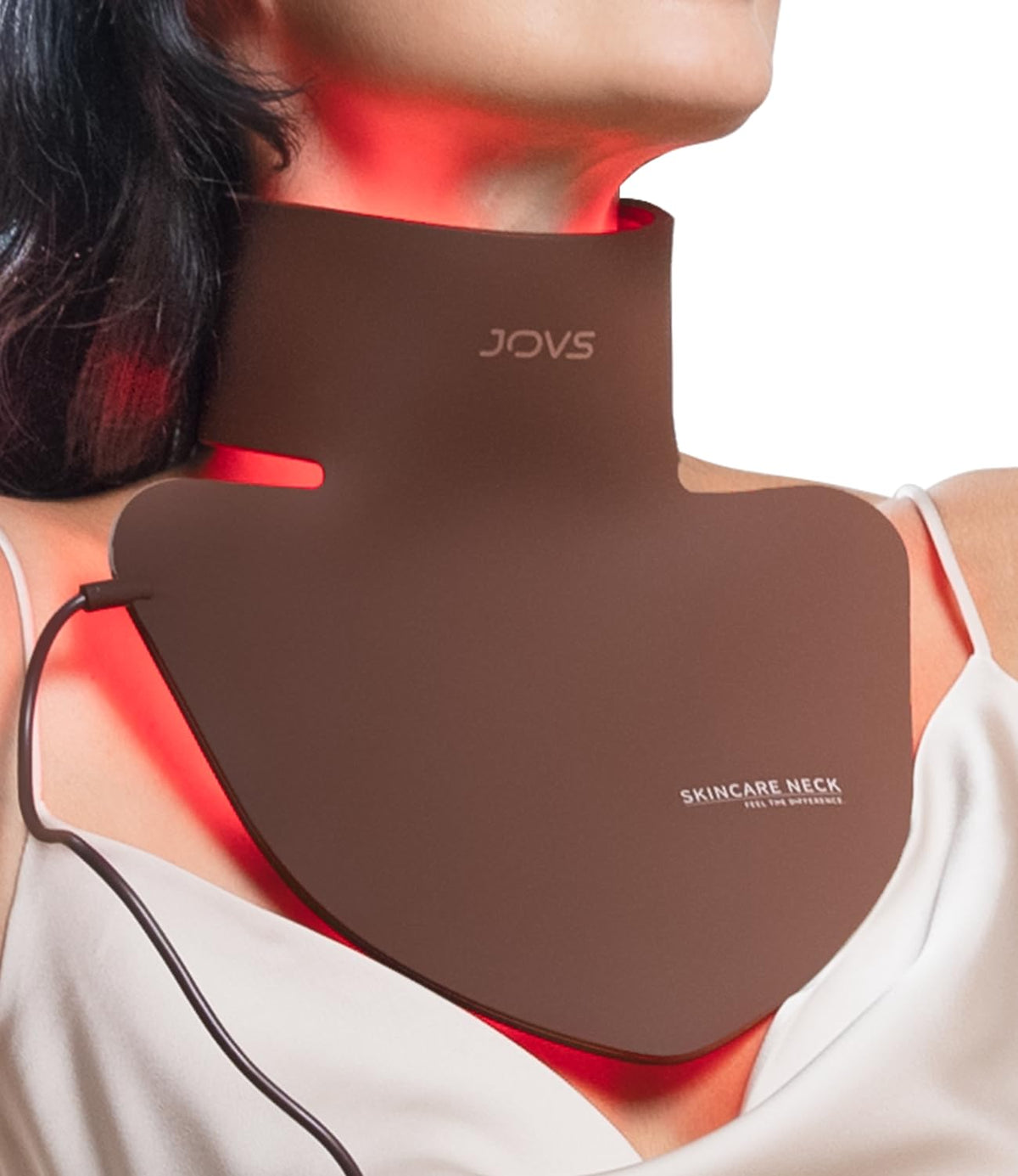 Masque LED JOVS pour le cou et décolleté, confort optimal à domicile.
