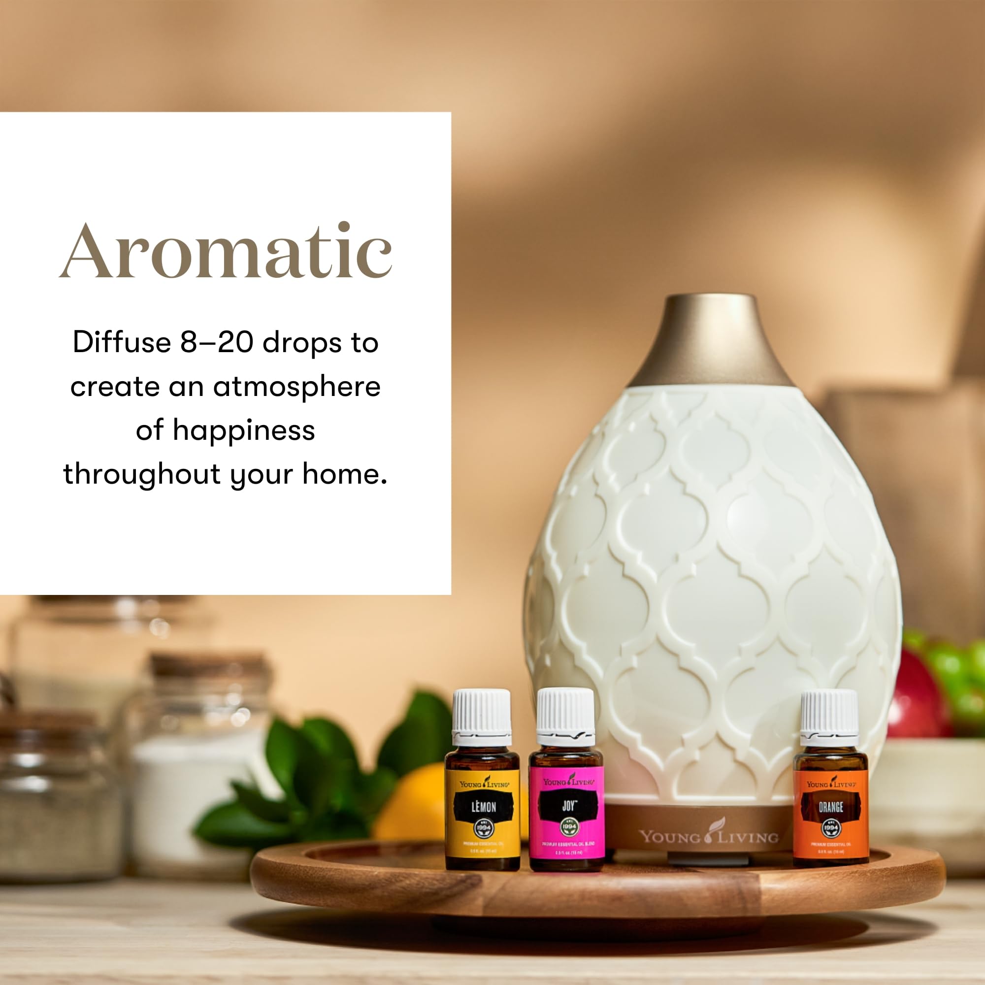 Joy de Young Living: présentoir élégant pour une expérience bien-être quotidienne.