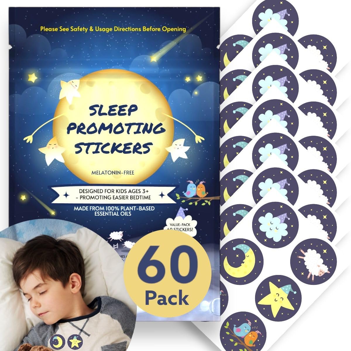 Joyful Artistry patches-sommeil 60 pièces dans l'emballage, prêt pour une routine nocturne naturelle.