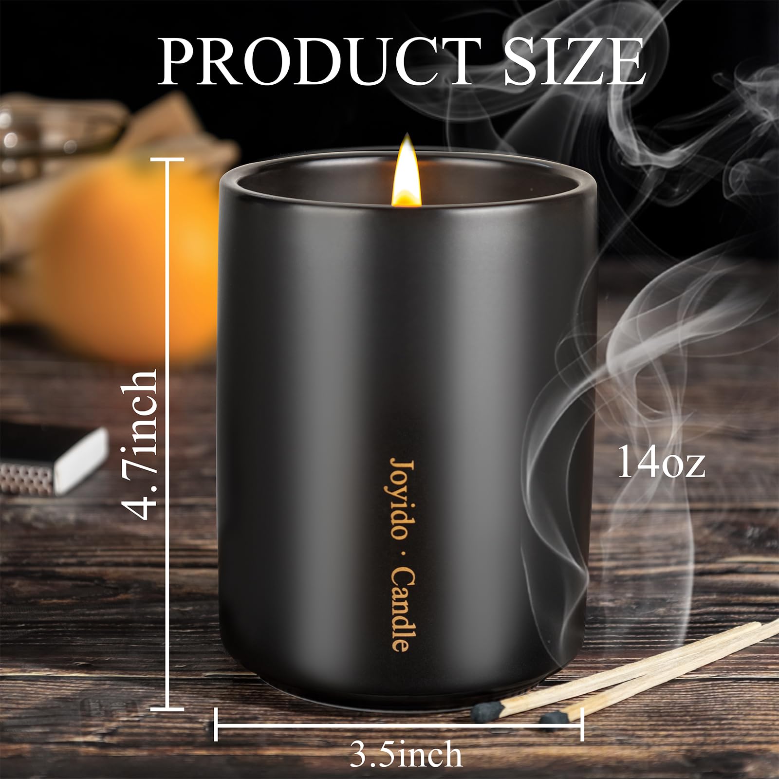 Joyido bougie oud-santal, pot noir avec couvercle pour déco chic et apaisante