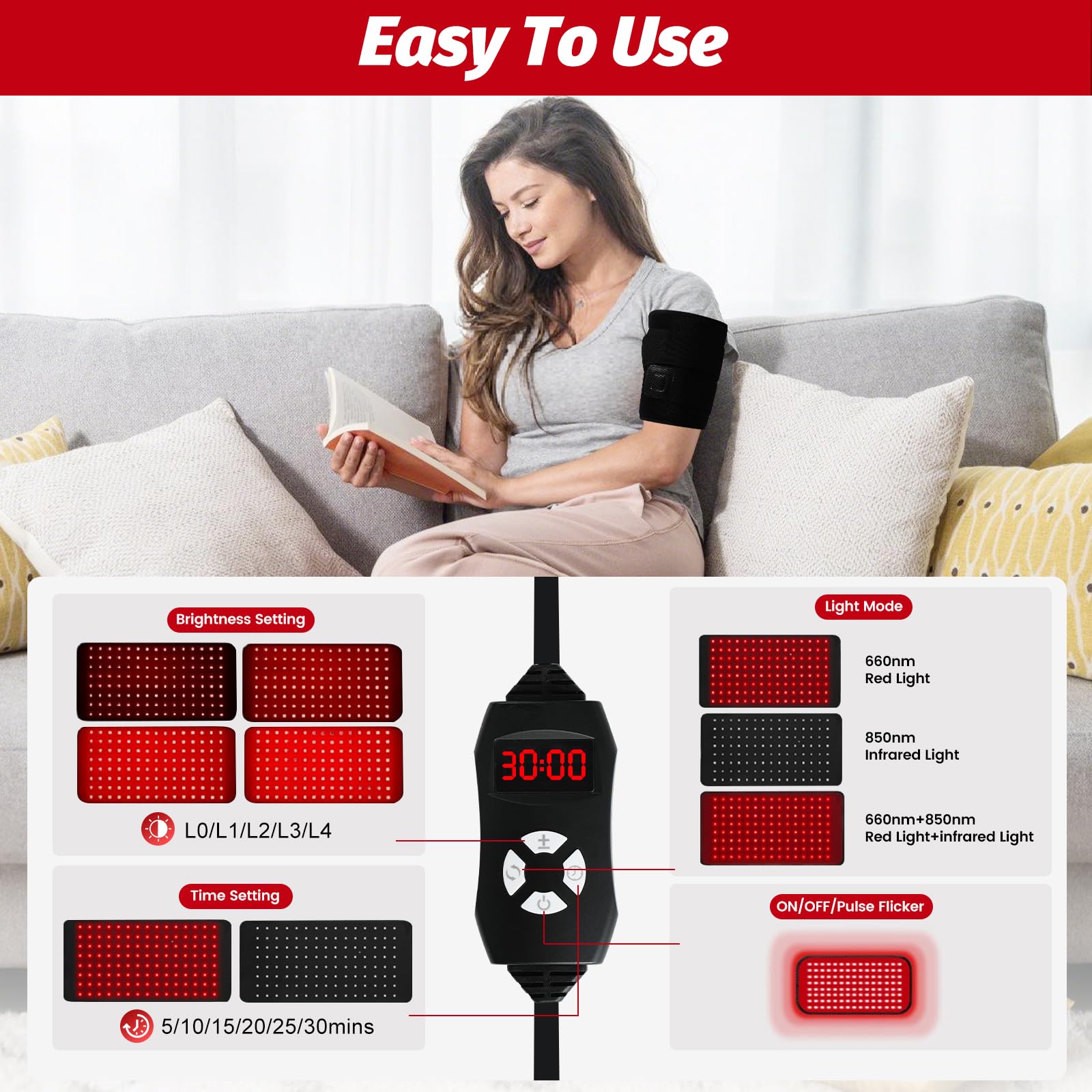 JoyJoint modes-660nm-850nm, options indépendantes ou combinées.