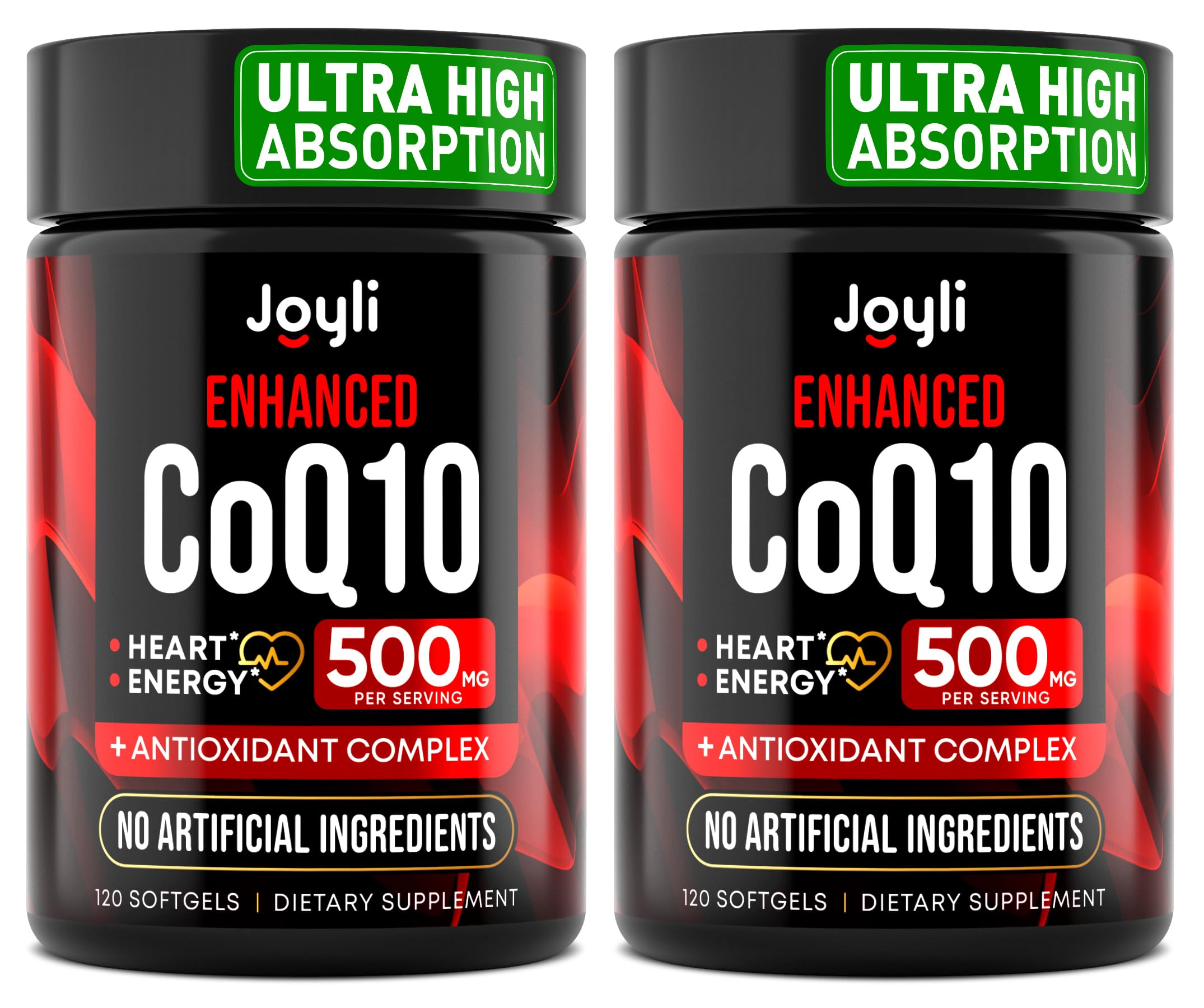 JOYLI Nutrition CoQ10 500mg – bouteille ouverte pour routine énergie quotidienne.