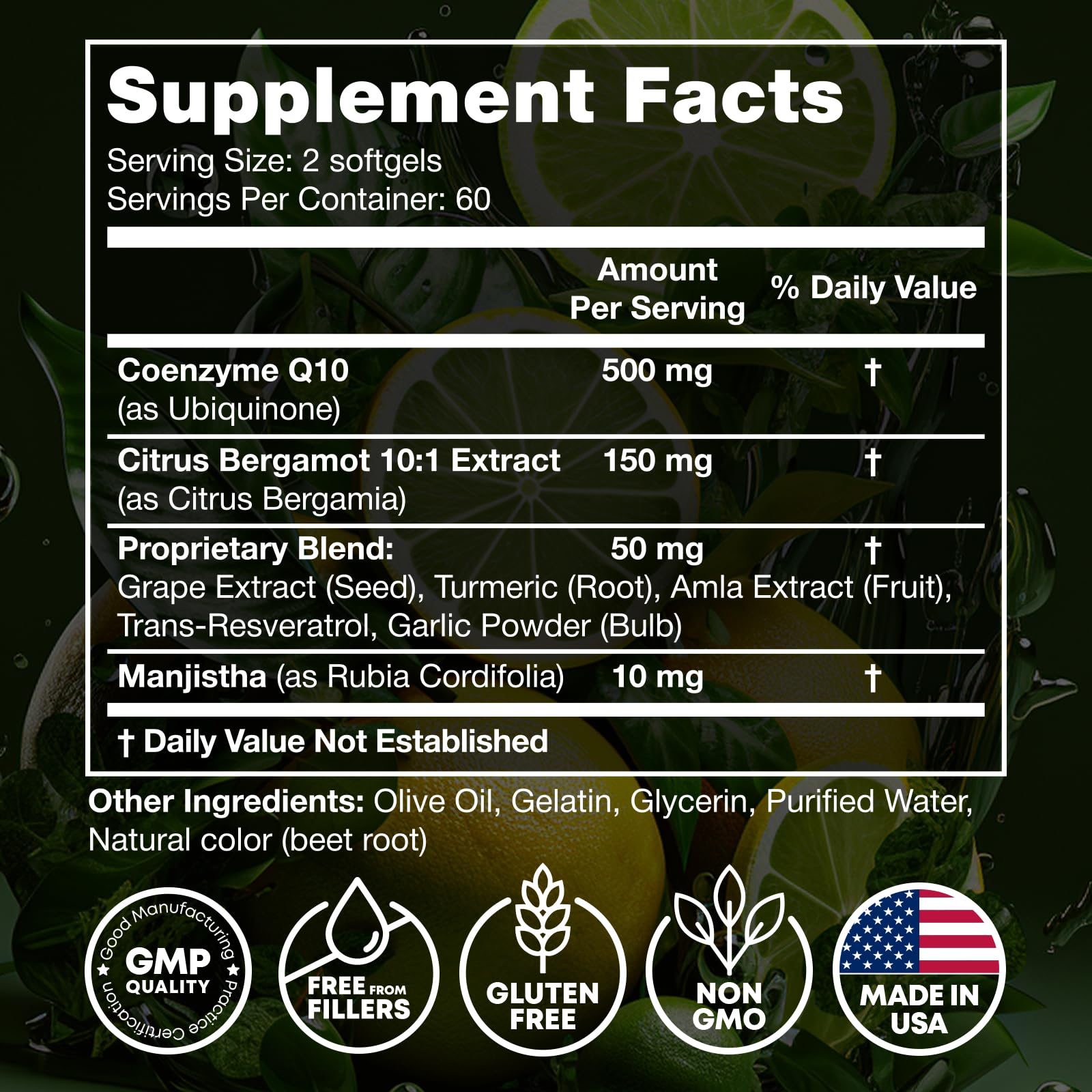 JOYLI Nutrition CoQ10 500mg – capsules molles et absorption améliorée.