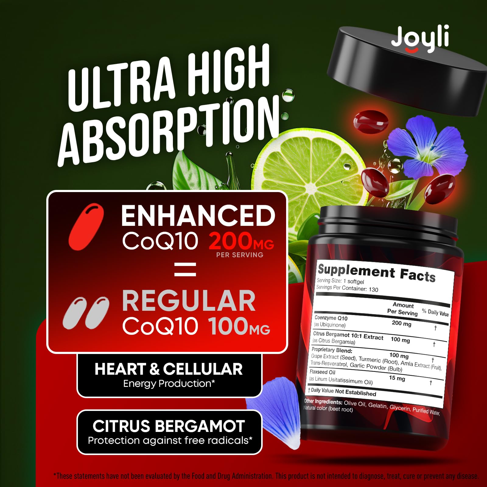 JOYLI CoQ10: Gelules 200 mg prêtes à avaler avec emballage pratique