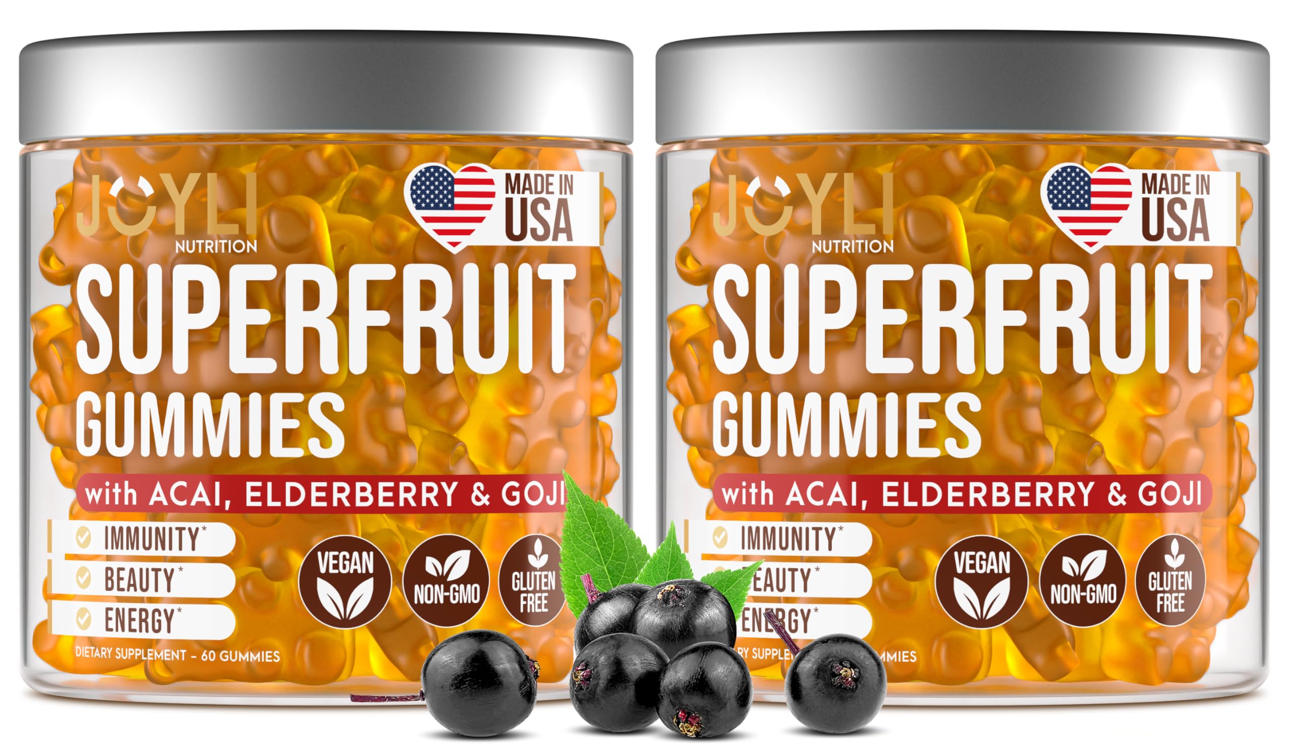 JOYLI Nutrition gommes-fruits emballage montrant le produit et son goût agréable.