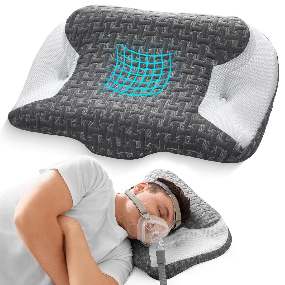 Joynox CPAP oreiller coupe latérale pour maintien du masque et confort facial