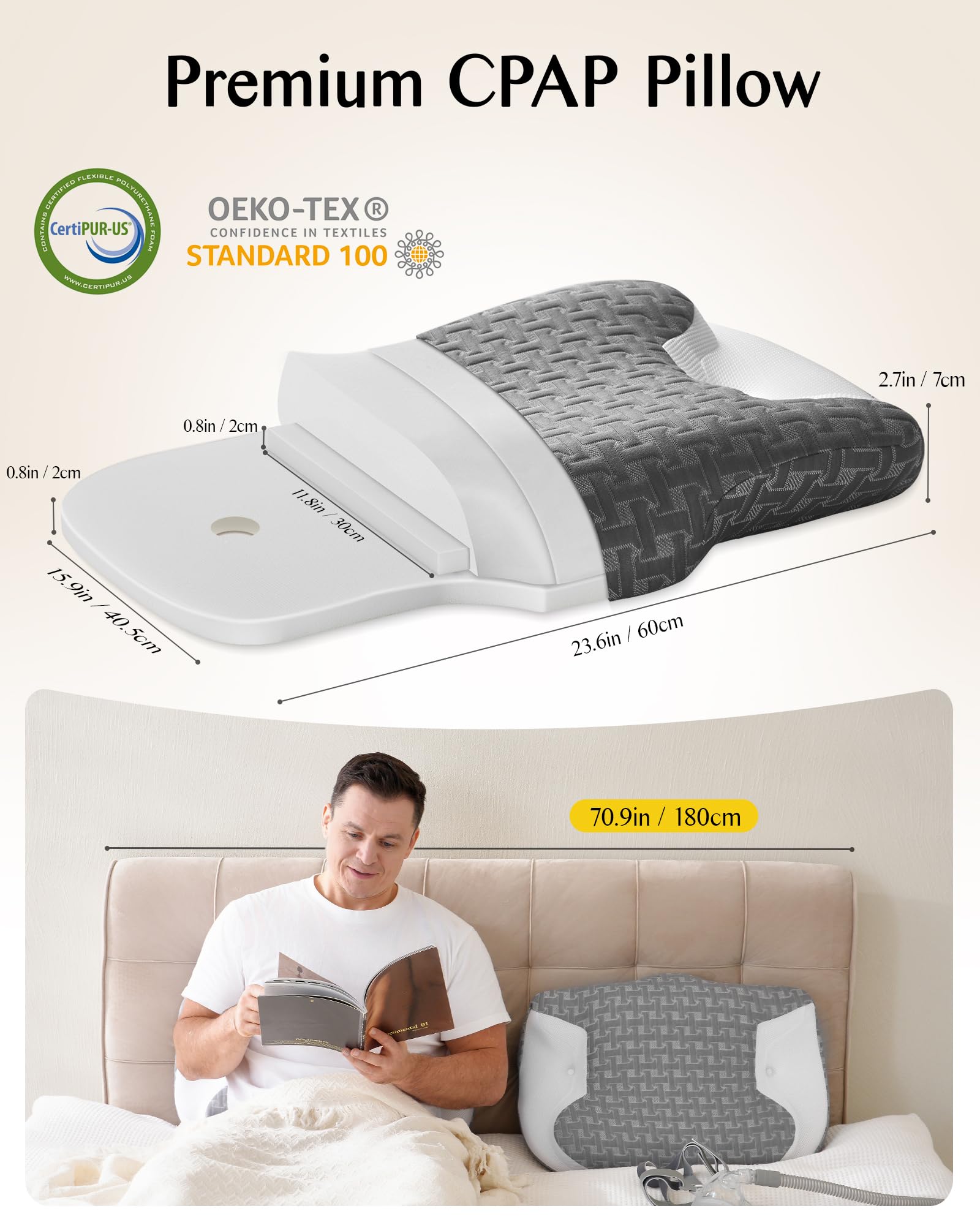 Joynox CPAP oreiller hauteurs ajustables pour posture personnalisée