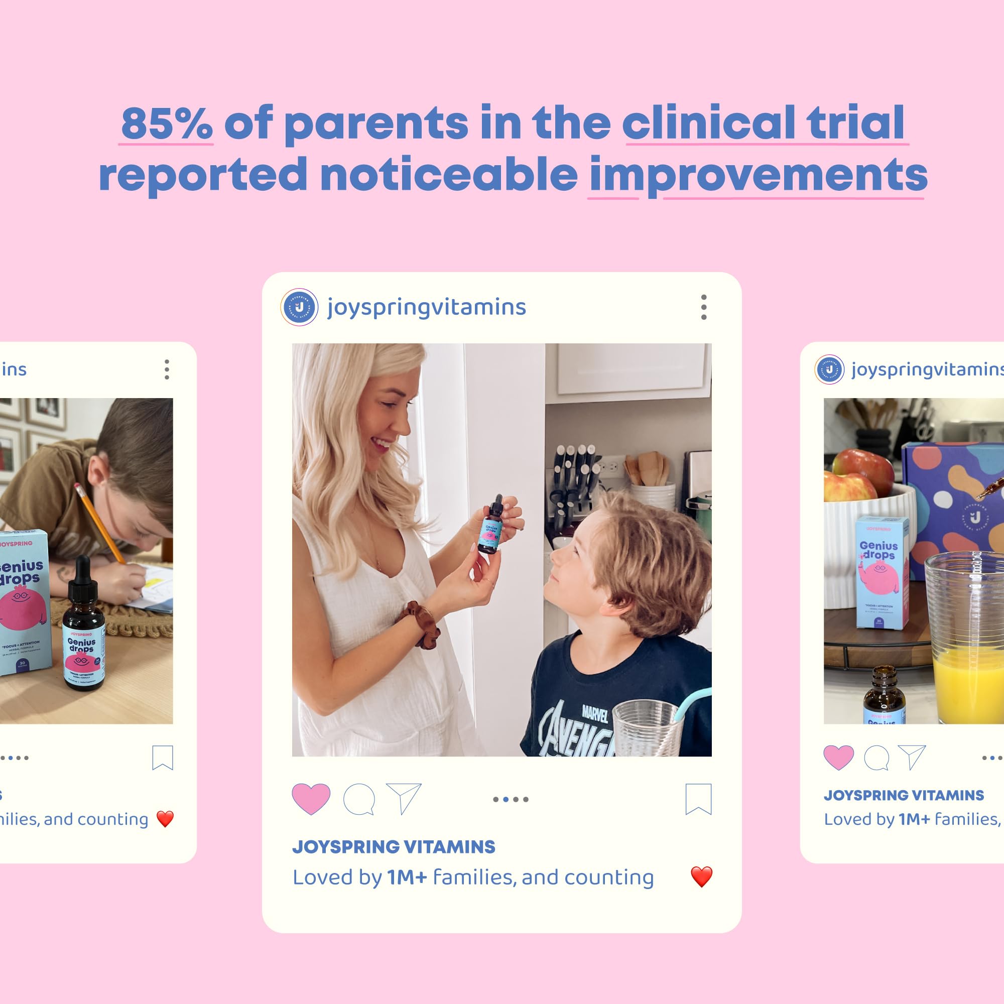 JoySpring Genius Drops – enfant utilisant la dose, routine matinale pour rester concentré.