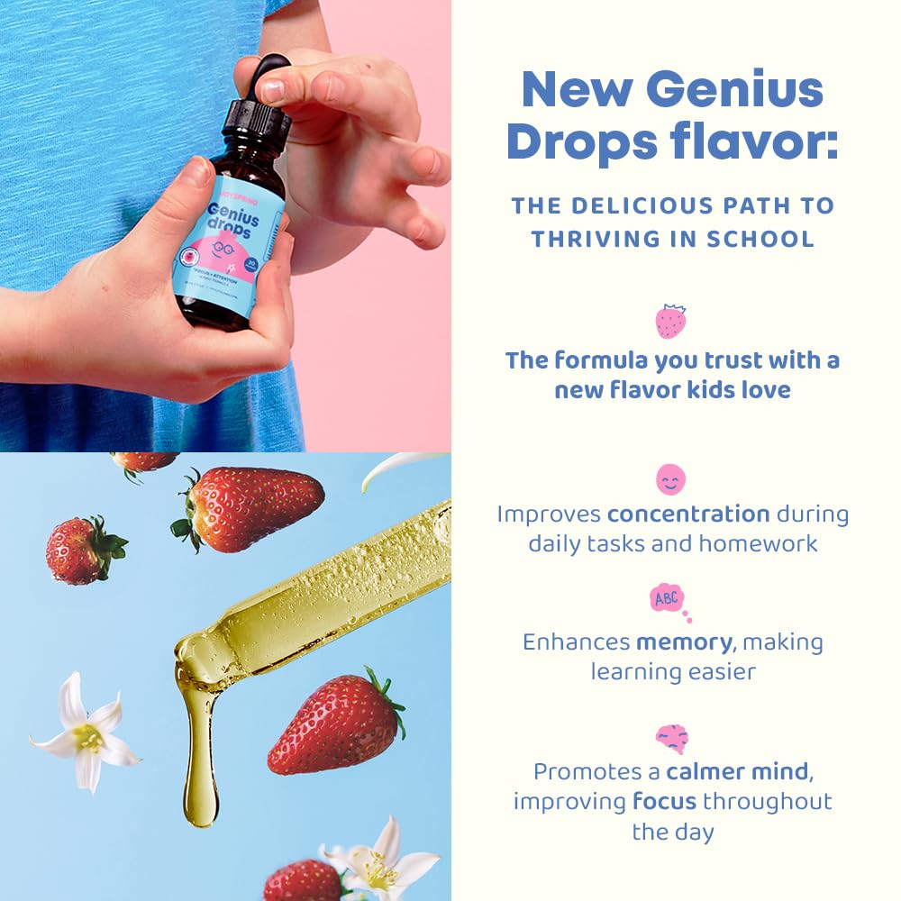 JoySpring Genius Drops Smartberry Vanille — premier plan sur les gouttes et la pipette, dosage facile.