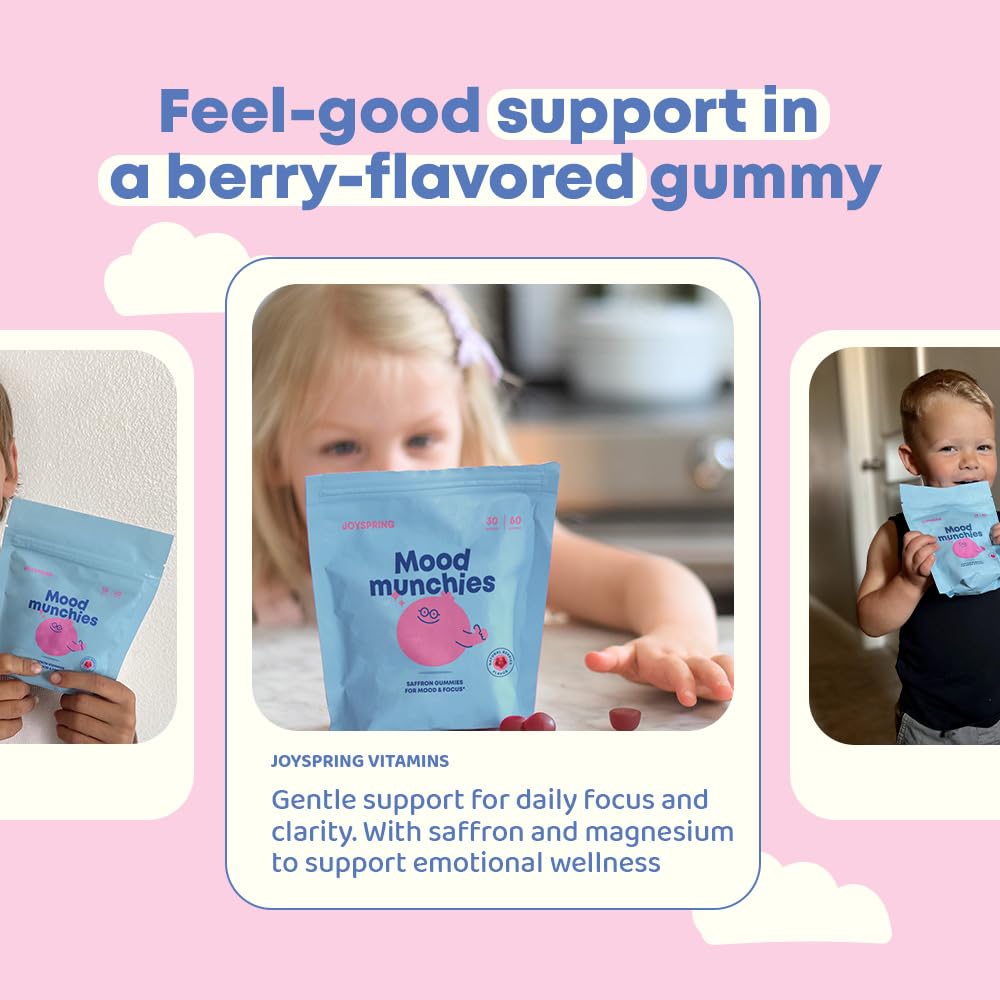 Étiquette propre JoySpring Mood Munchies sans allergènes principaux, sécurité en famille