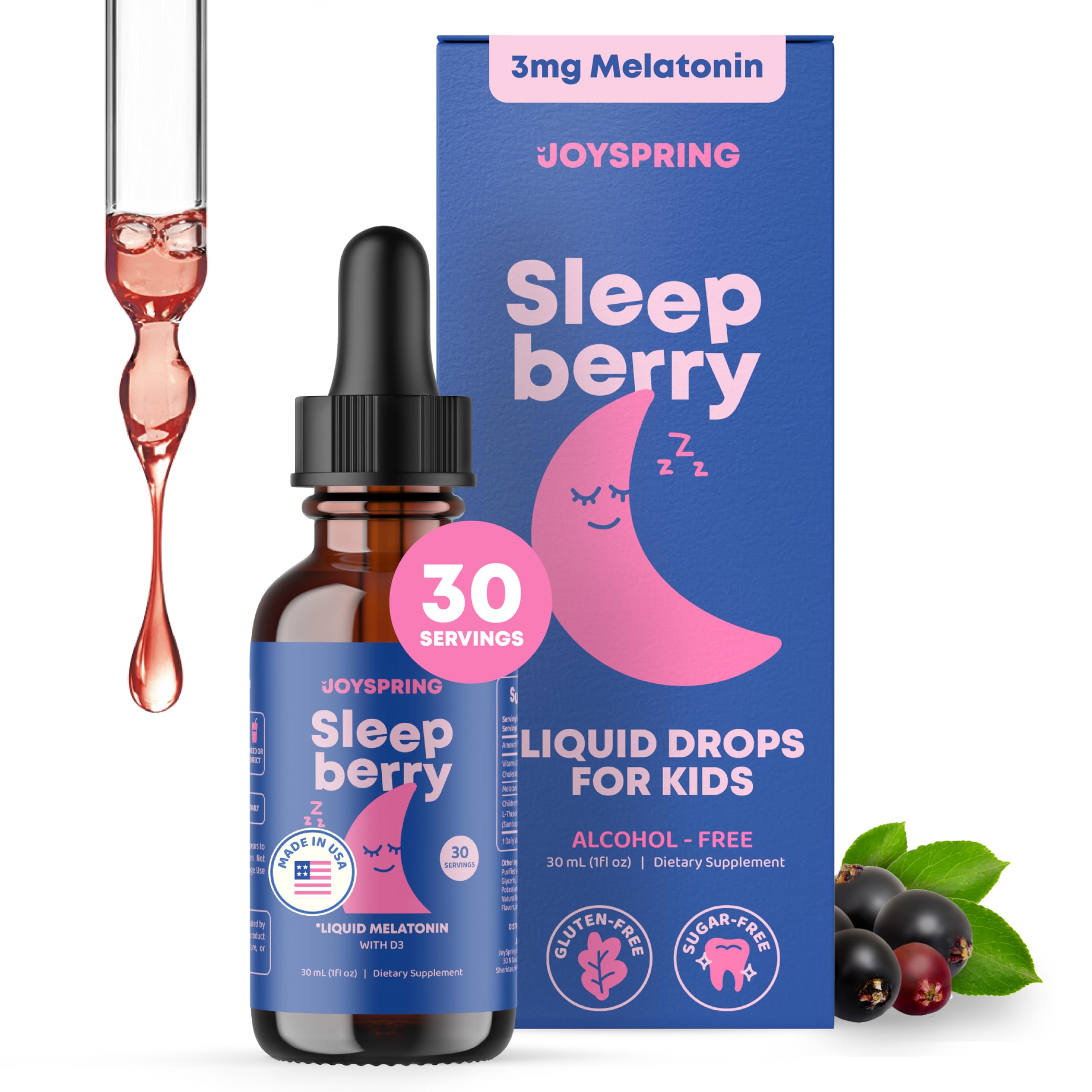 JoySpring SleepBerry flacon pipette pour dosage facile et pratique.