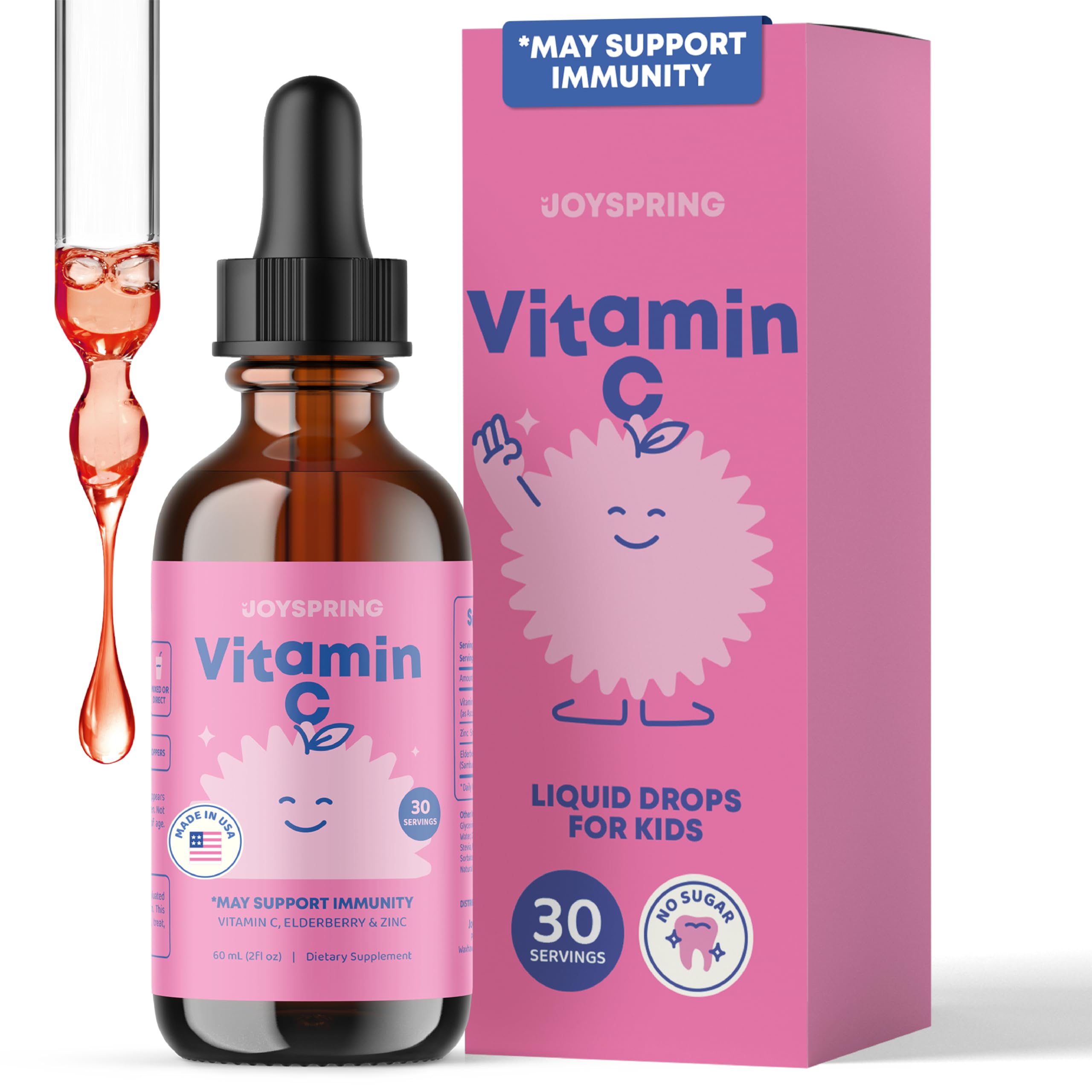 JoySpring vitamine C zinc pour enfants – flacon 60 ml prêt à l’emploi