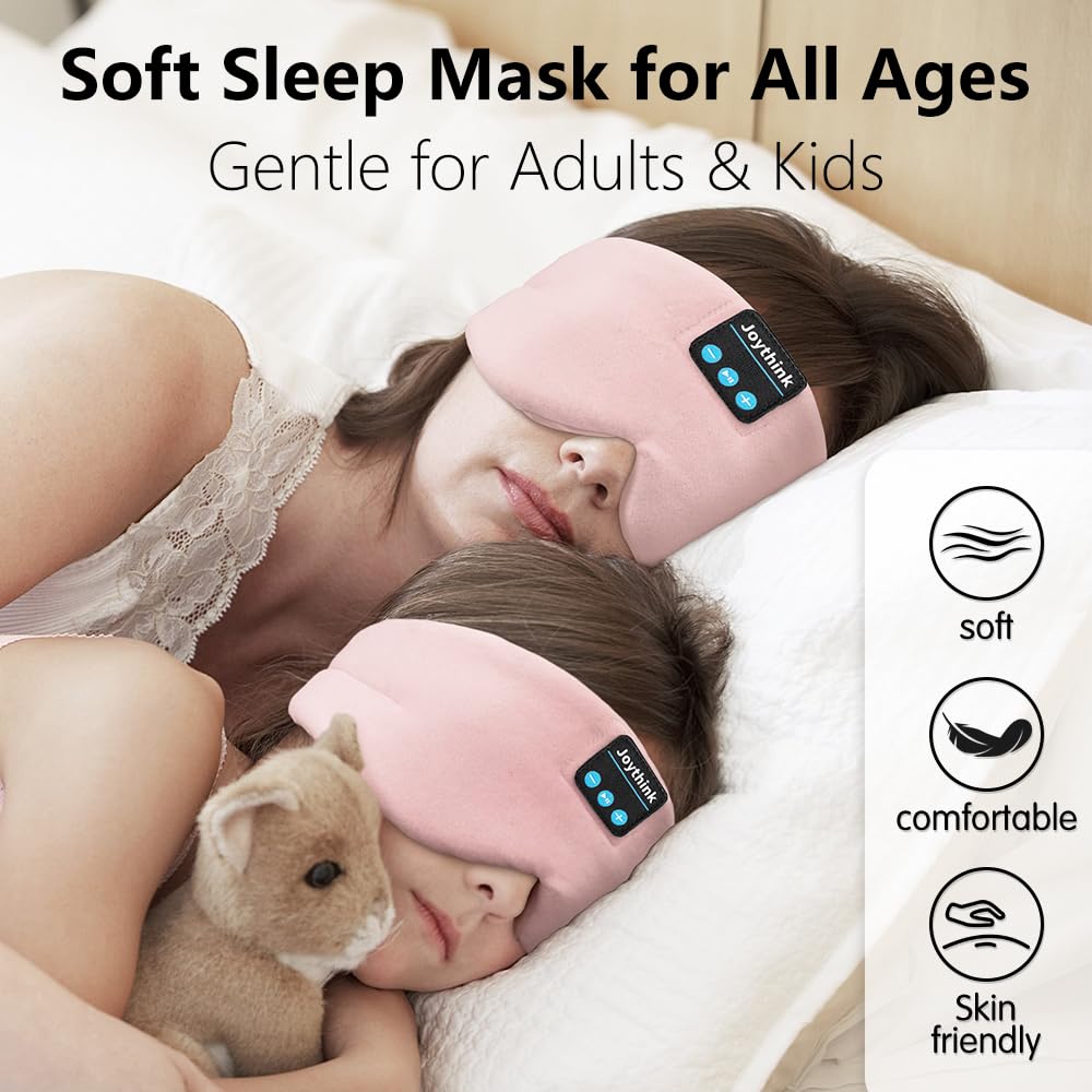 Joythink Bluetooth 5-3 écouteurs-masque noir, écoute claire avant le sommeil.