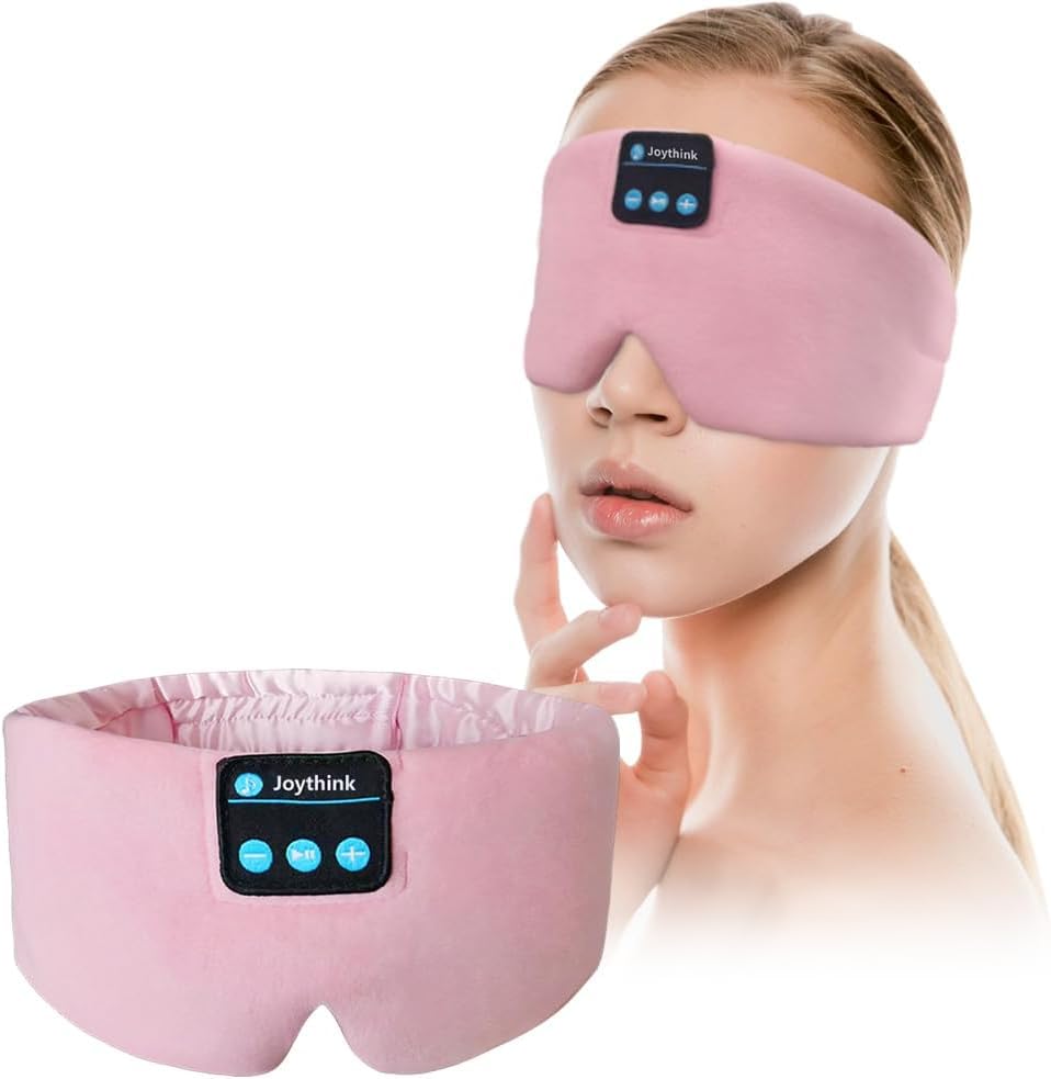 Joythink masque-soie écouteurs noir, confort luxueux pour un sommeil paisible.