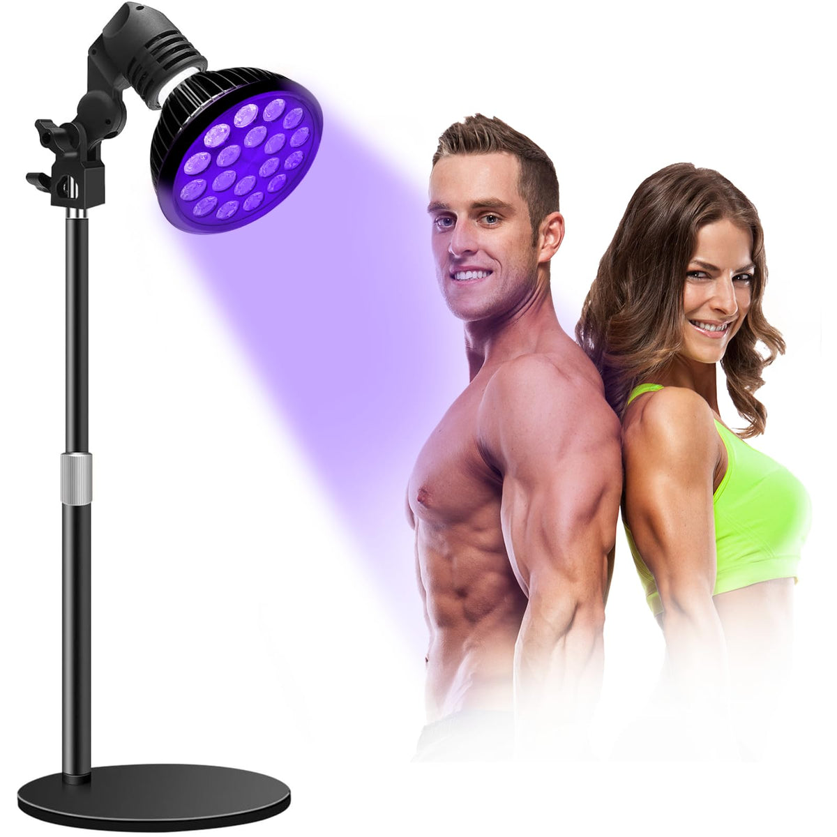 Lampe JPWDDWYT pour bronzage à domicile avec support réglable et éclairage uniforme.