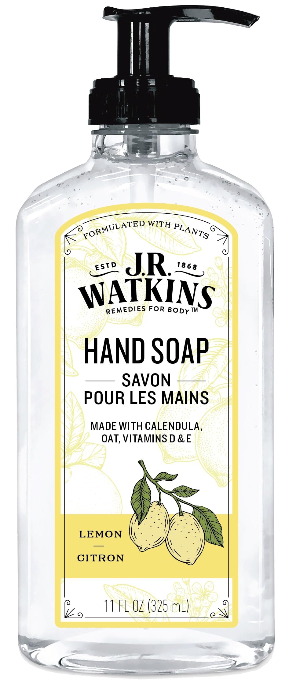 Savon pour les mains J.R. Watkins Naturals au citron, bouteille prête à l’emploi.