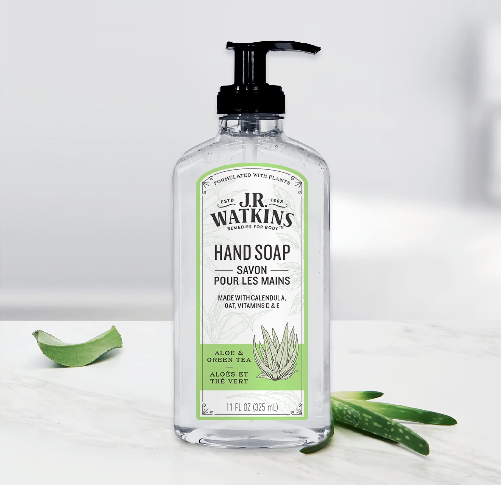 J.R. Watkins Savon mains gel Aloe Thé Vert – fabriqué aux États-Unis.