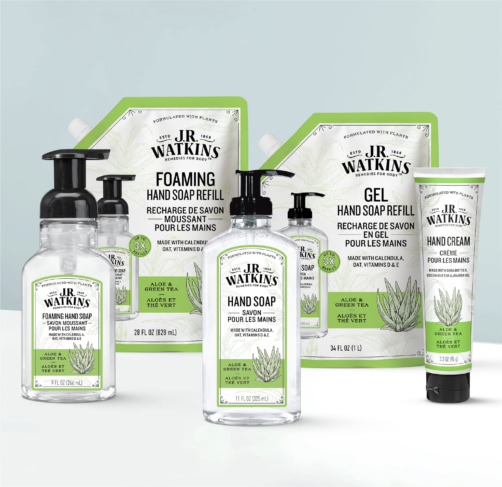J.R. Watkins Savon mains gel Aloe Thé Vert – ingrédients naturels et douceur.