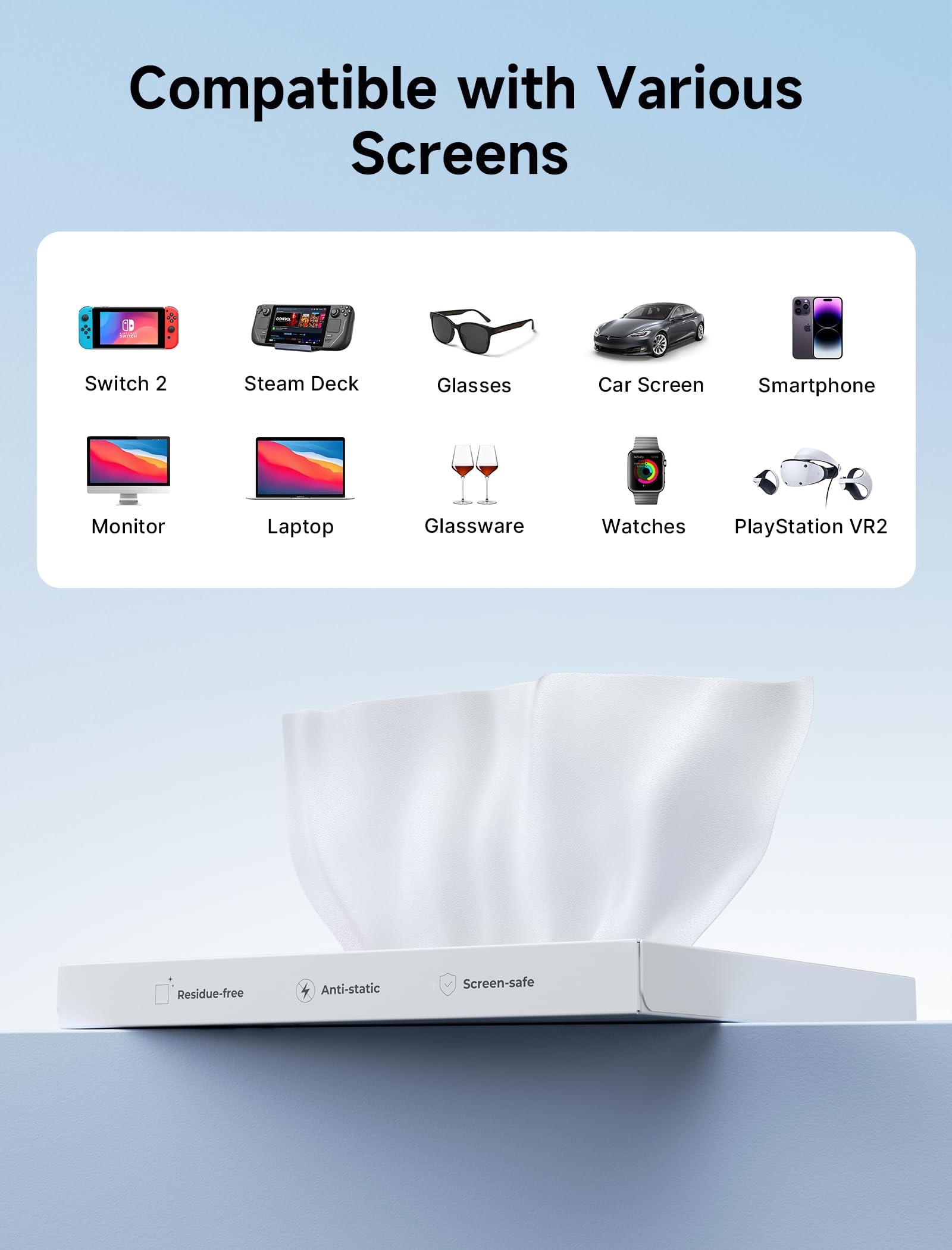 Lingette microfibre JSAUX pour console portable, pratique et durable