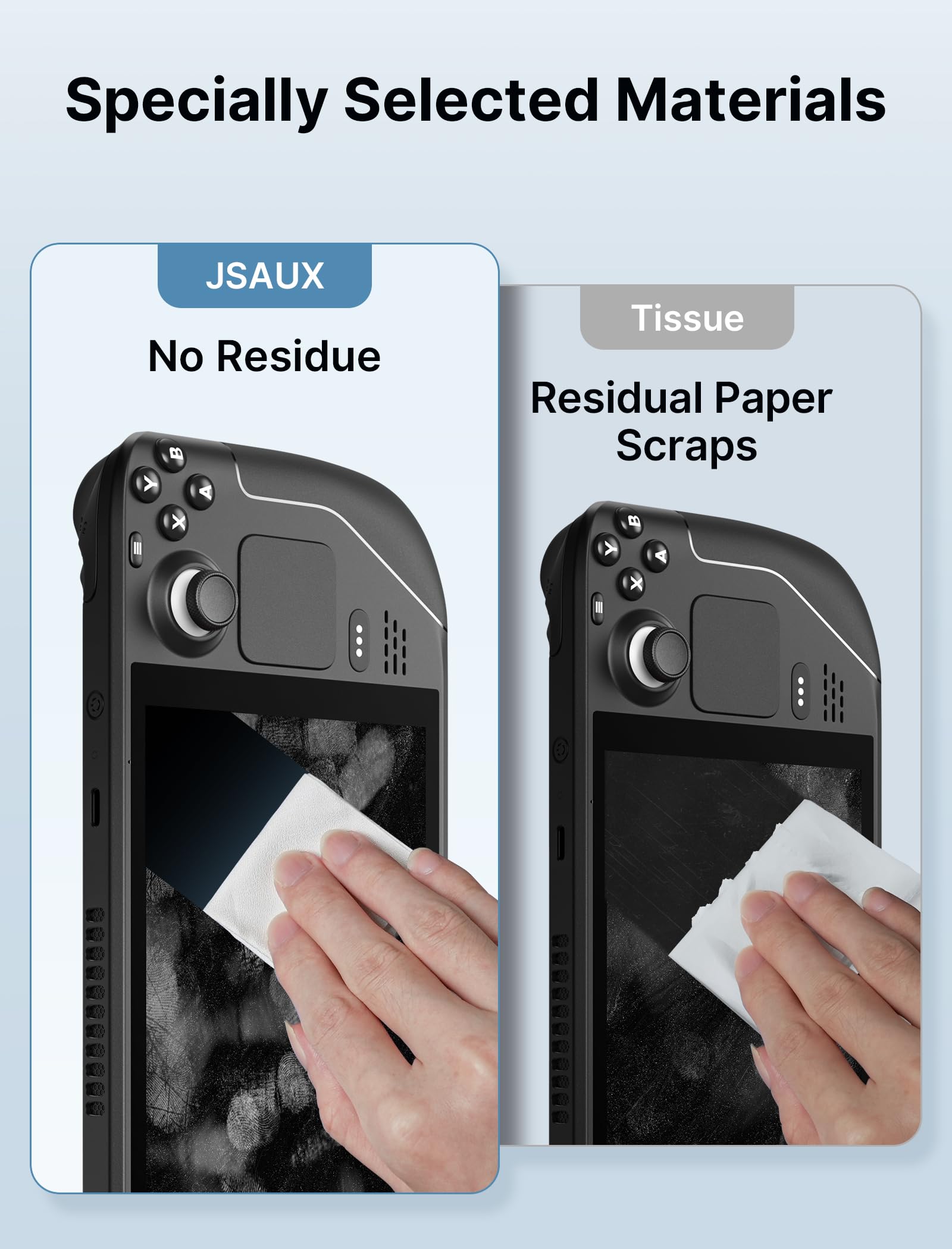 Lingette microfibre JSAUX pour tablette, écran propre et lumineux.