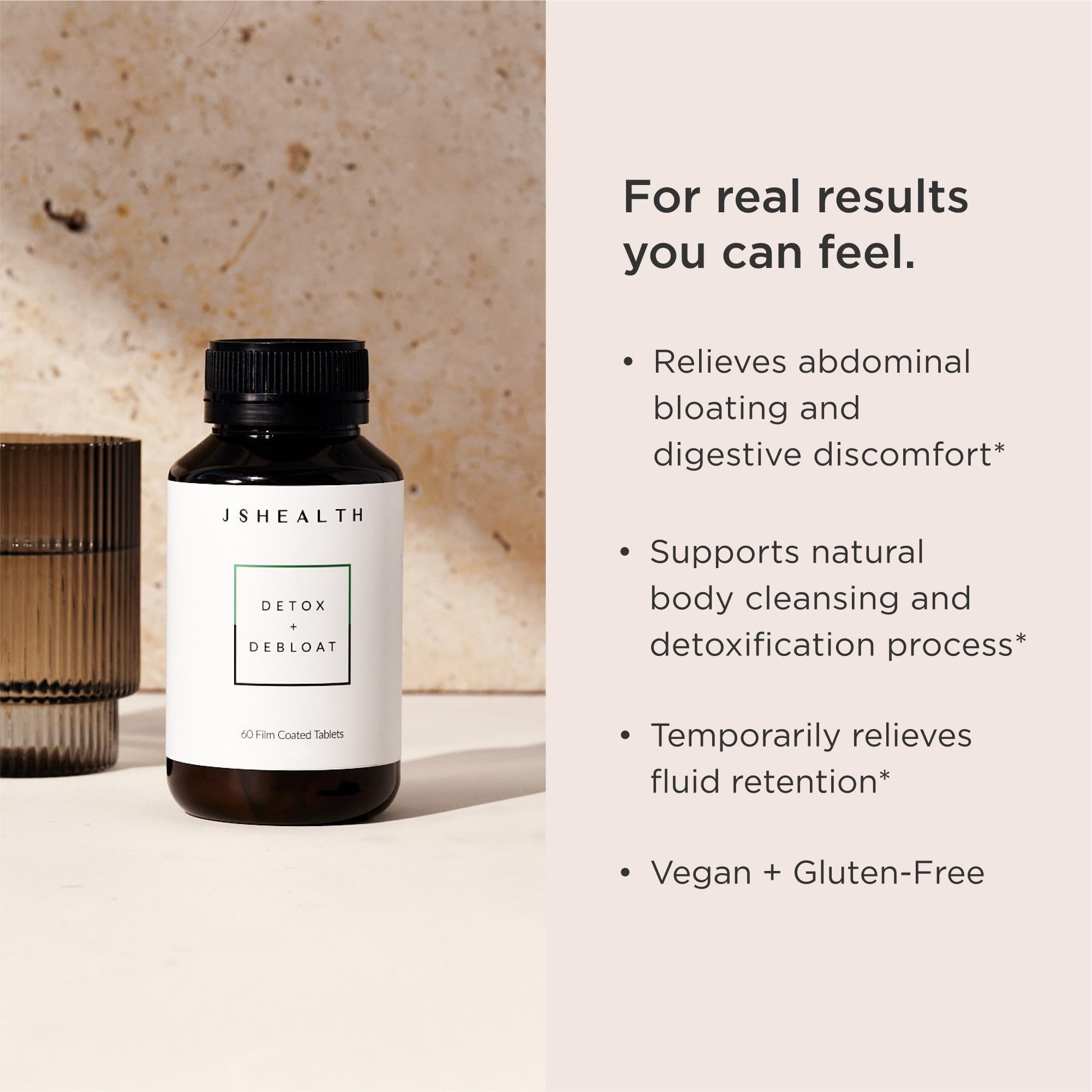 JSHealth Detox Foie – Bouteille de pilules, aide potentielle contre les ballonnements.
