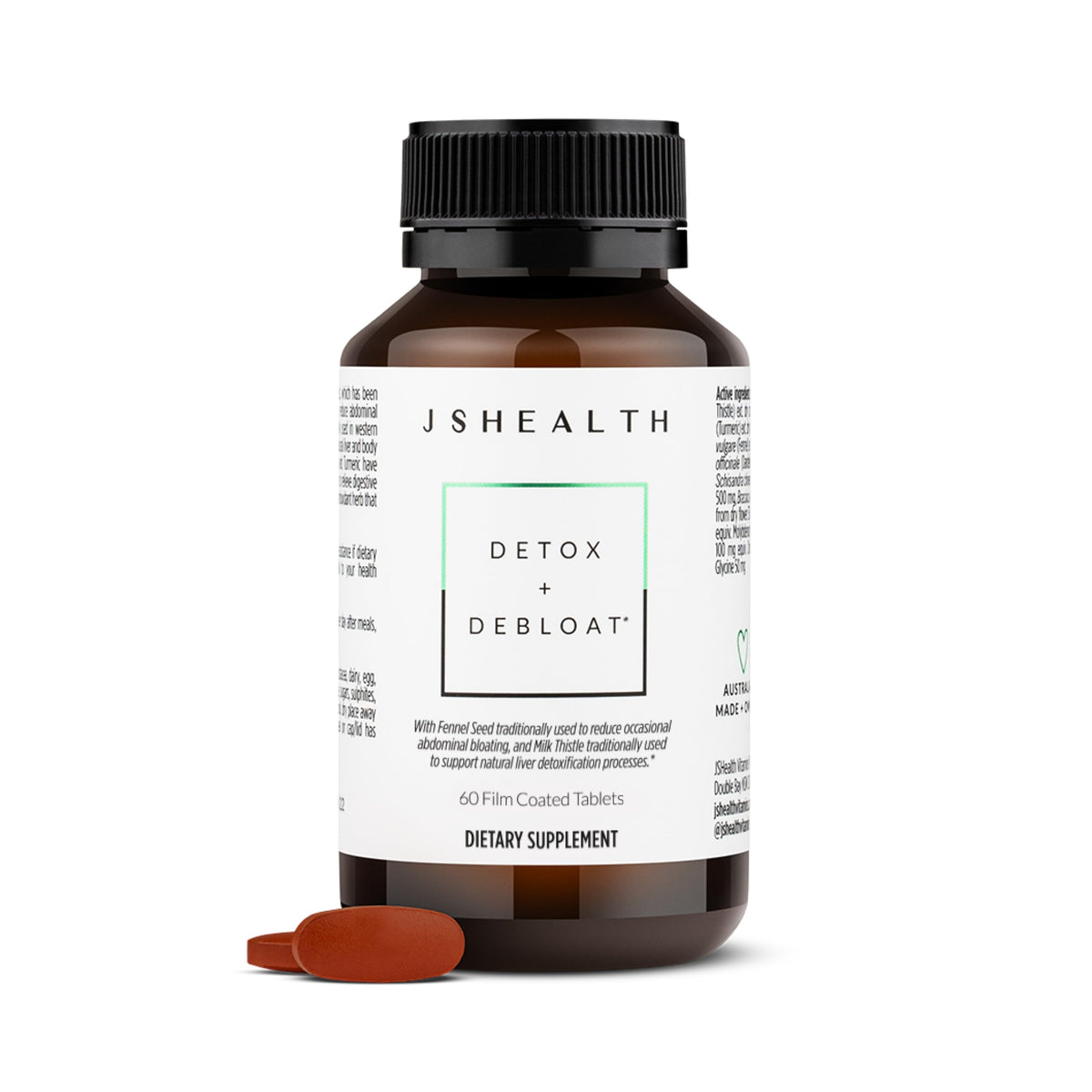 JSHealth Detox Foie – Pilules et flacon, soutien potentiel à la digestion.