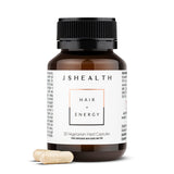 JSHealth Vitamines Cheveux Énergie — bouteille, soutien potentiel pour cheveux sains et énergie.