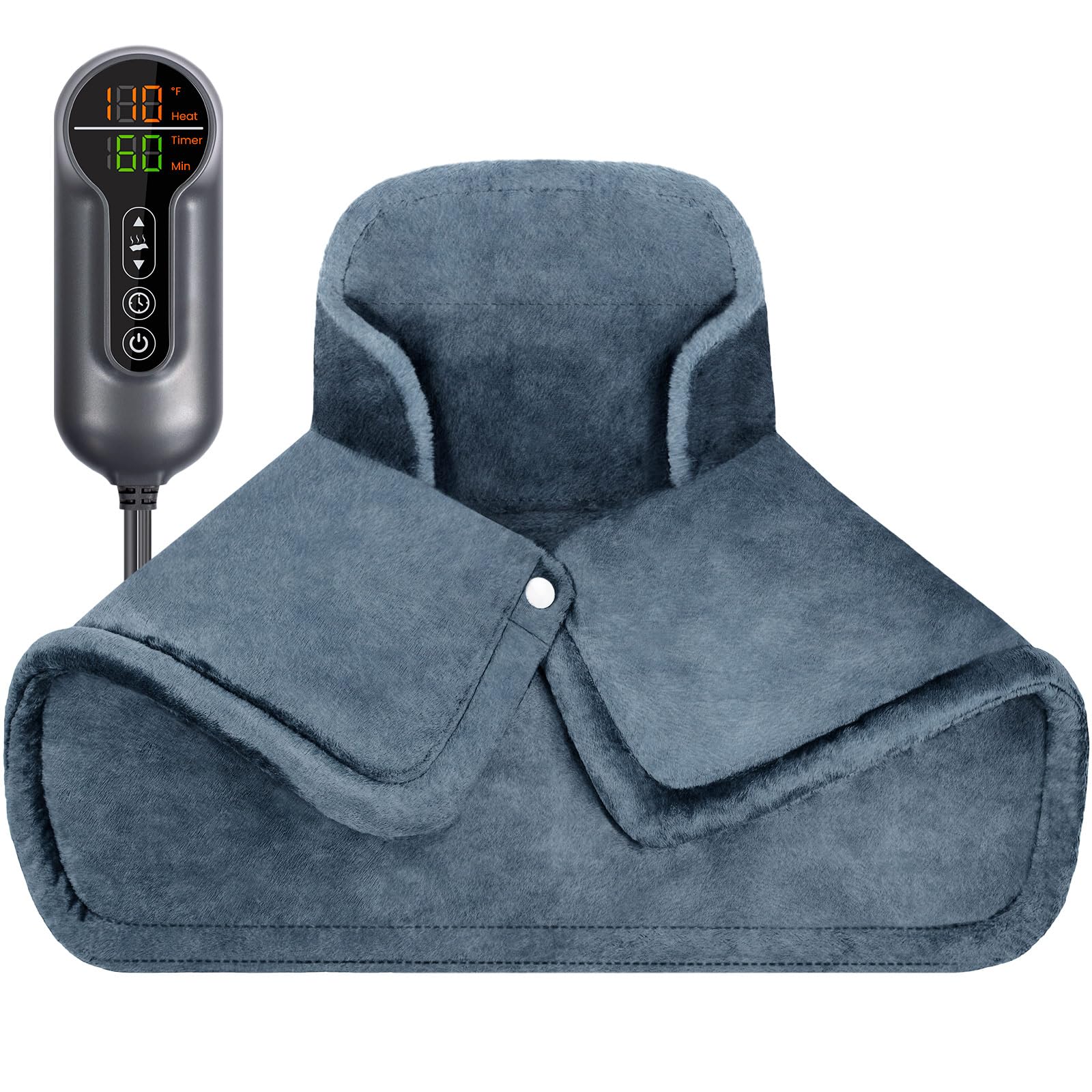 Coussin chauffant Jubeoyey autour du cou et des épaules, détente musculaire efficace.