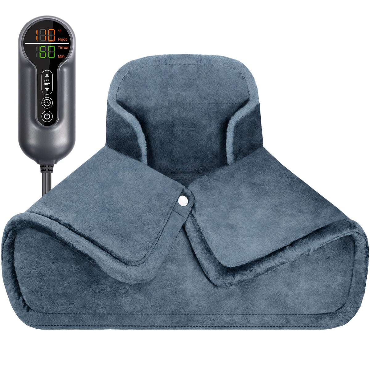 Coussin chauffant Jubeoyey autour du cou et des épaules, détente musculaire efficace.