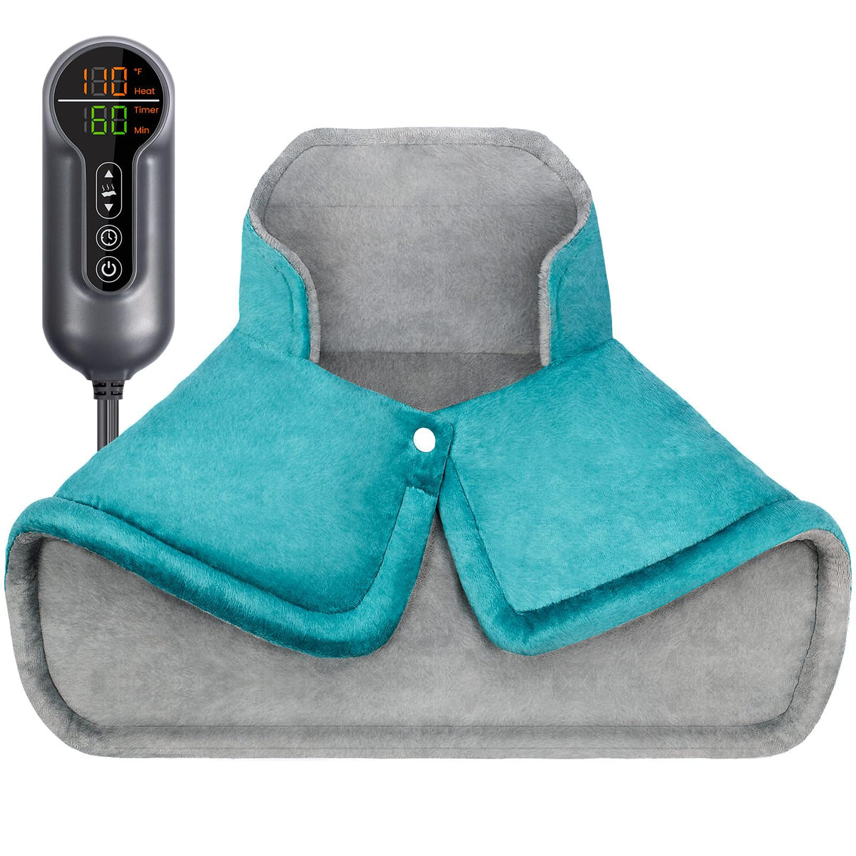 Coussin chauffant Jubeoyey autour du cou et des épaules offrant une chaleur enveloppante.