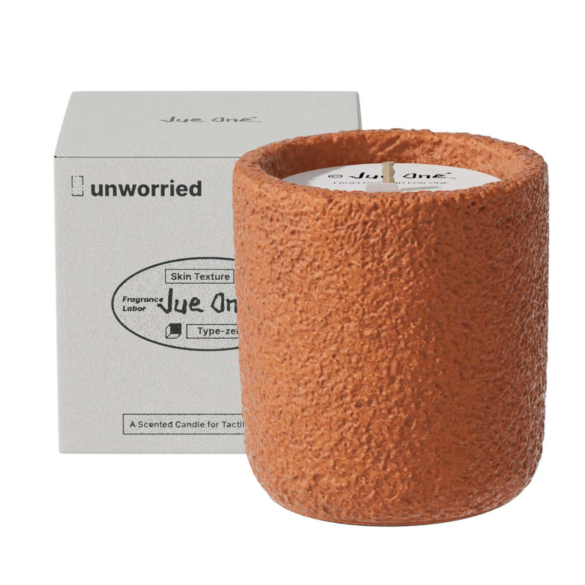 Bougie JueOne en jarre ciment, détail artisanal pour déco moderne