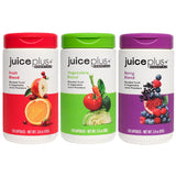 Juice Plus+ : bouteille avec capsules fruits, légumes et baies pour un apport nutritionnel pratique.