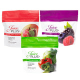 Gommes Juice Plus+ mélange fruits et légumes, apport pratique et savoureux.