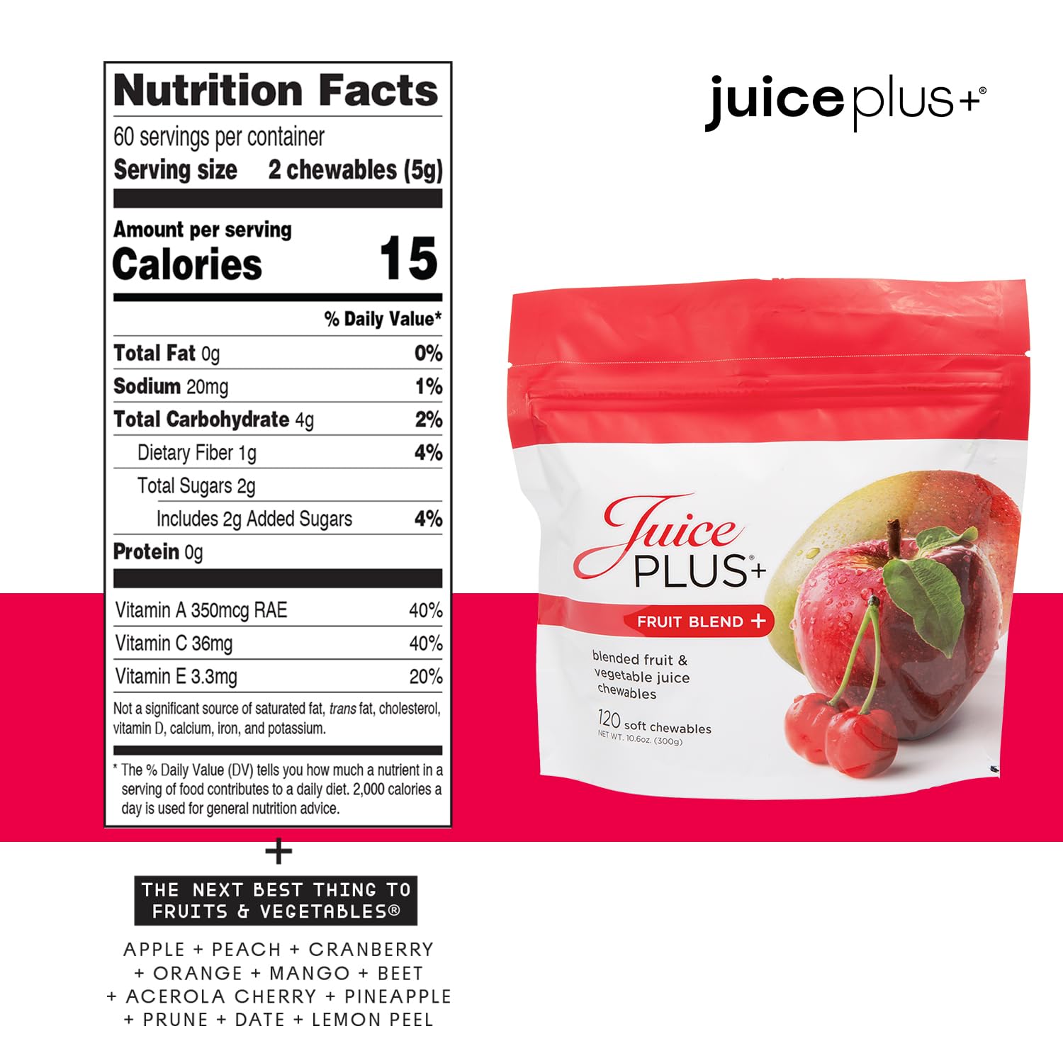 Juice Plus+ Fruit Blend Soft Chews couleur gourmande et variée