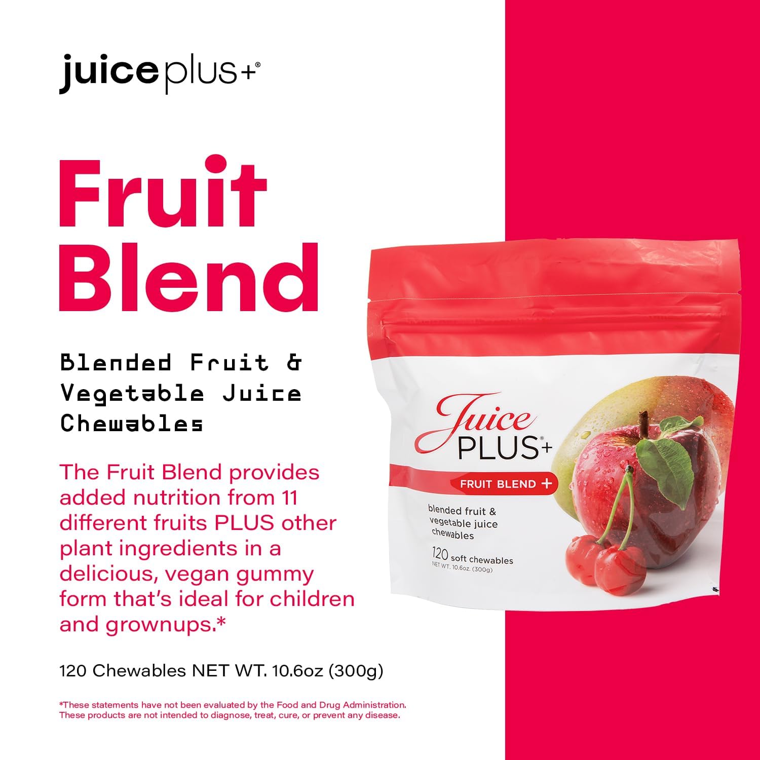 Juice Plus+ Fruit Blend Soft Chews fruits entiers présents dans la formule