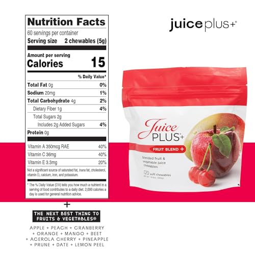 Juice Plus+ Fruit Blend Soft Chews vitamines et fibres pour soutien quotidien