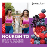 JuicePlus+ Mélange-baies – verre smoothie montrant une boisson fruitée et nourrissante.