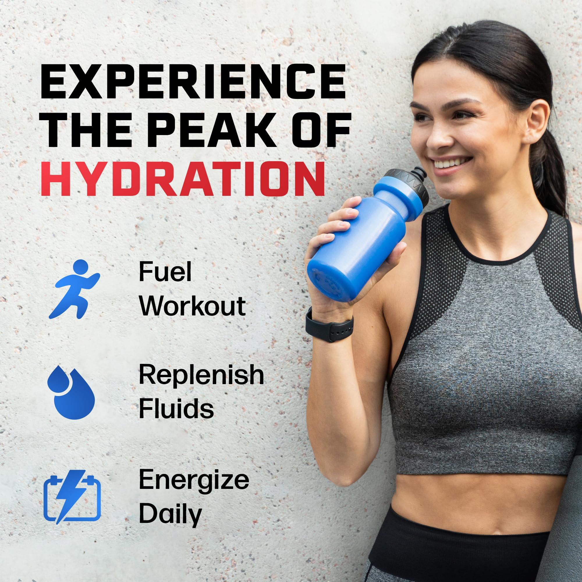 Juicy Mixes PeakH2O sachets utilisables au quotidien pour hydratation rapide.